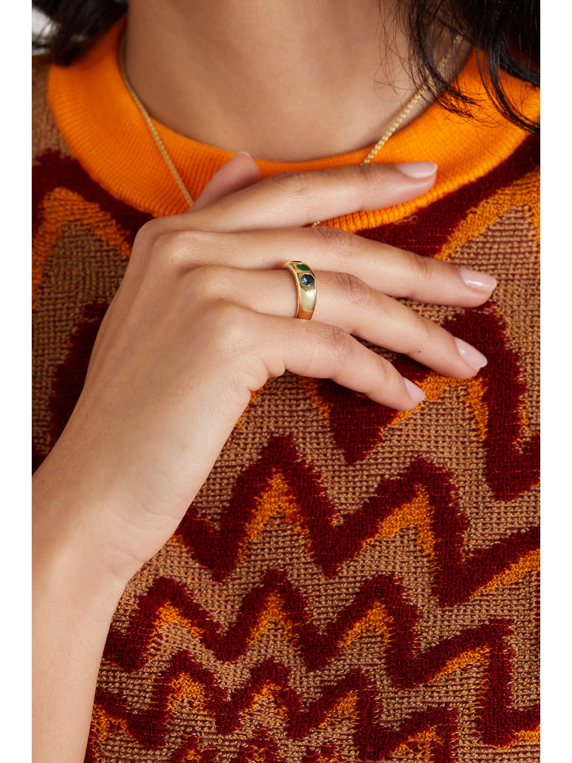 MARLO LAZ Gemma 14-karat gold, sapphire and emerald ring