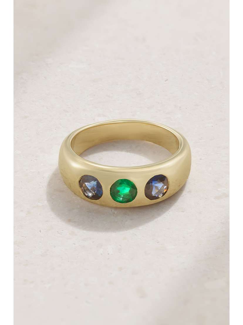 Marlo Laz Gemma 14-karat Gold, Sapphire And Emerald Ring