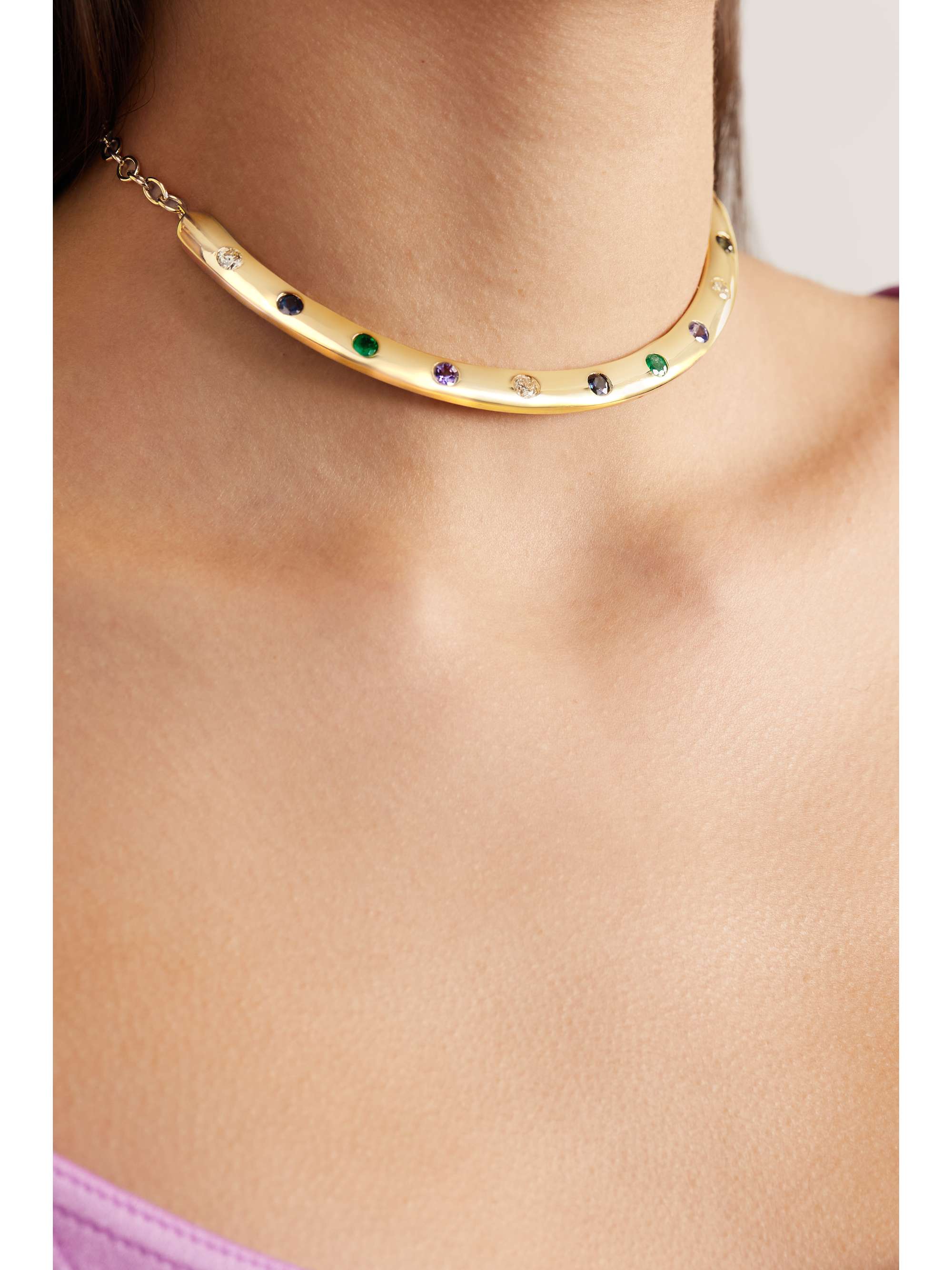 MARLO LAZ Gemma 14-karat gold multi-stone choker