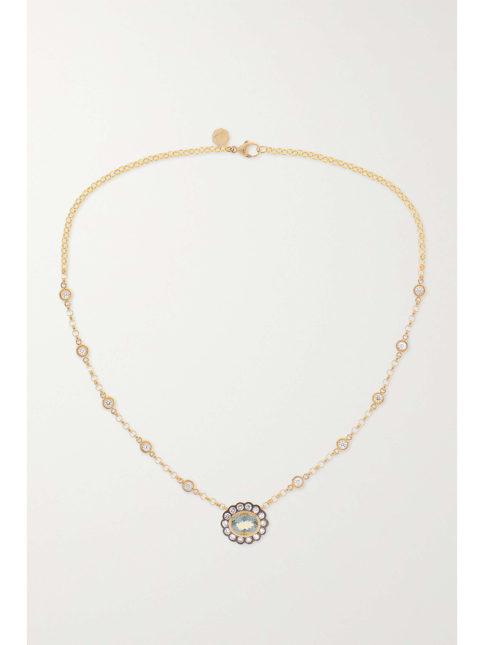 MARLO LAZ Alexandra 14-karat gold, aquamarine and diamond necklace