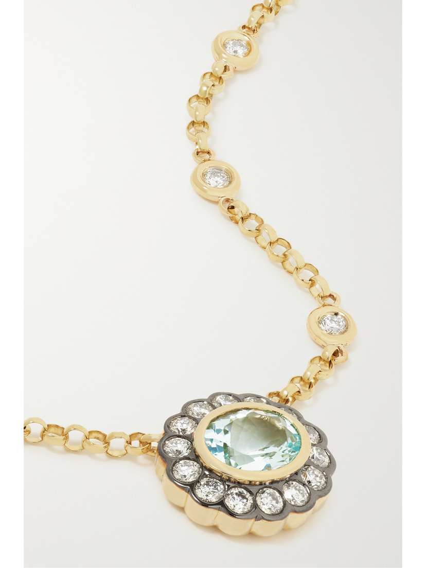Marlo Laz Alexandra 14-karat Gold, Aquamarine And Diamond Necklace