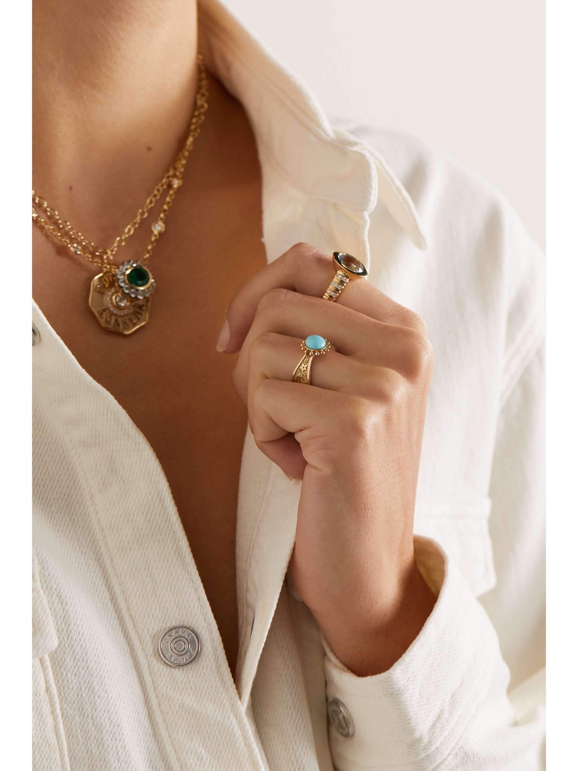 MARLO LAZ Southwestern 14-karat gold turquoise ring