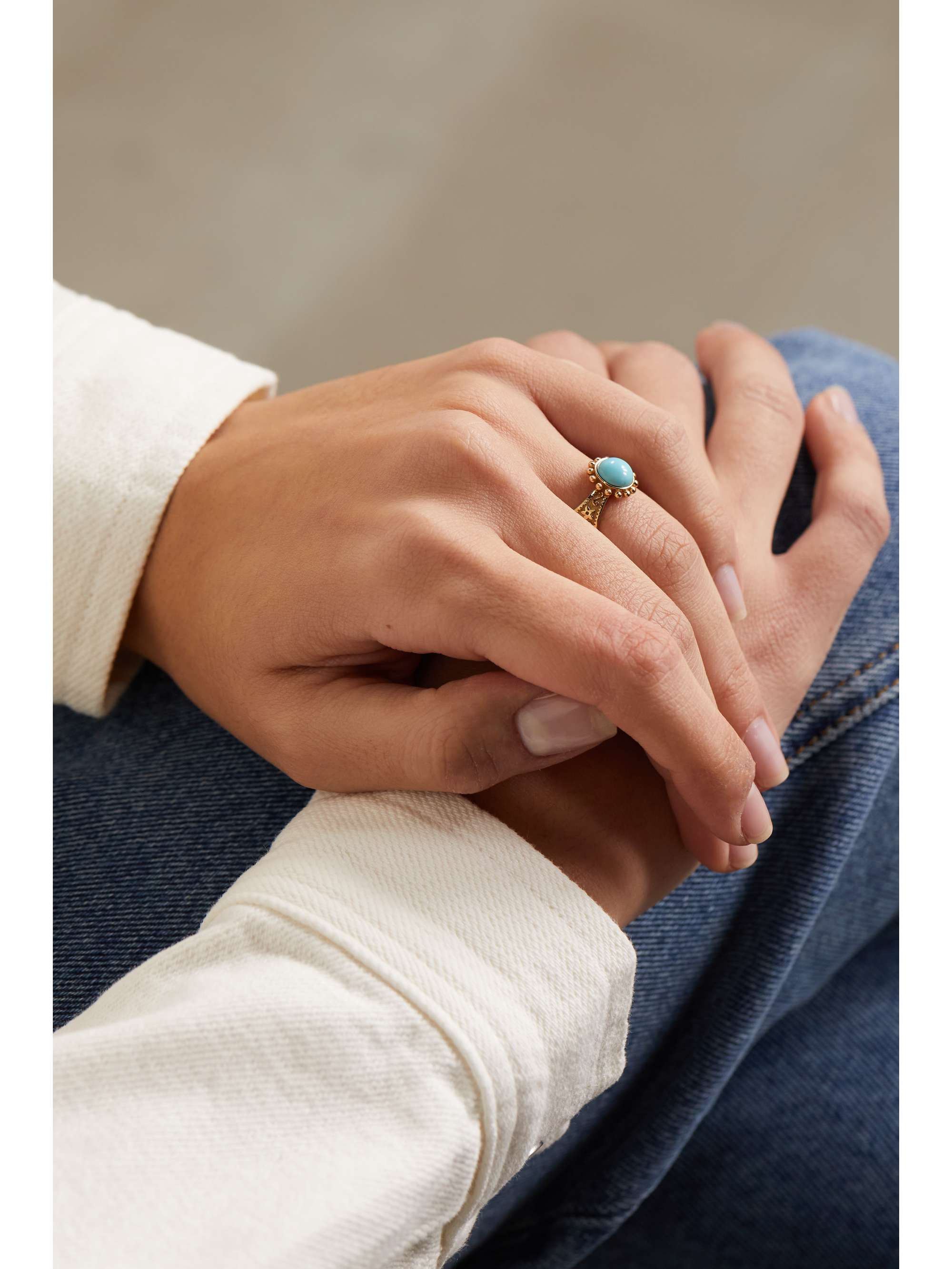 MARLO LAZ Southwestern 14-karat gold turquoise ring