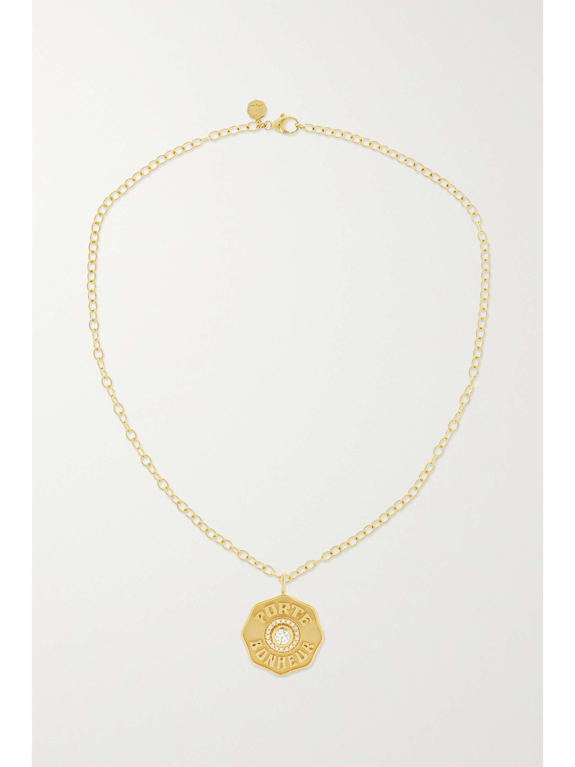 MARLO LAZ Large Porte Bonheur 14-karat gold diamond necklace