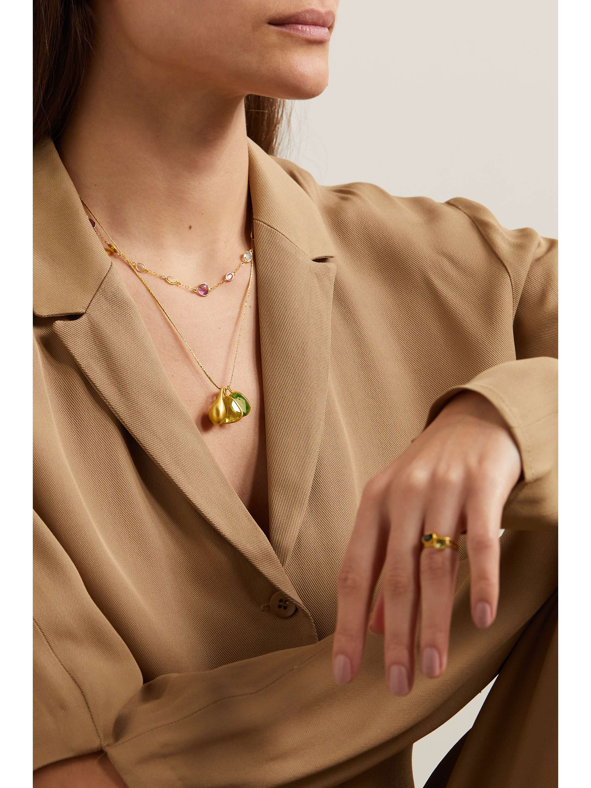 PIPPA SMALL Kordelkette mit mehreren Steinen und Details aus 18 Karat Gold