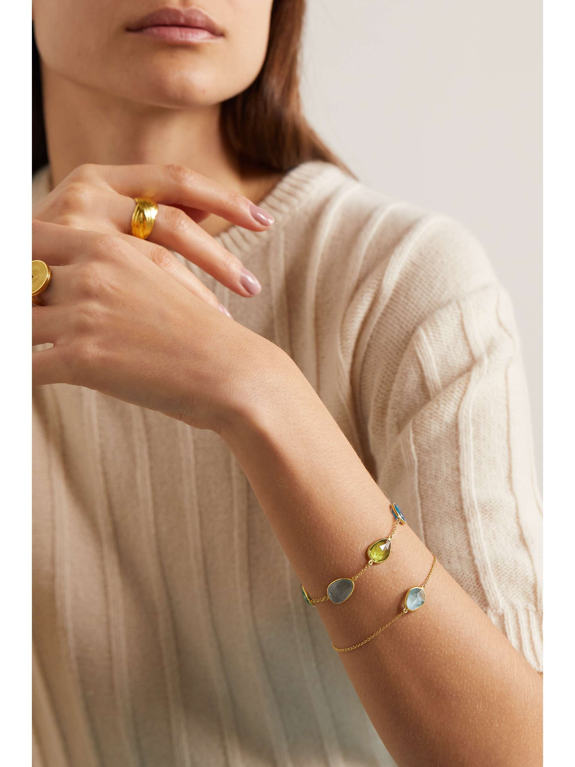PIPPA SMALL 18K 黄金海蓝宝石手链