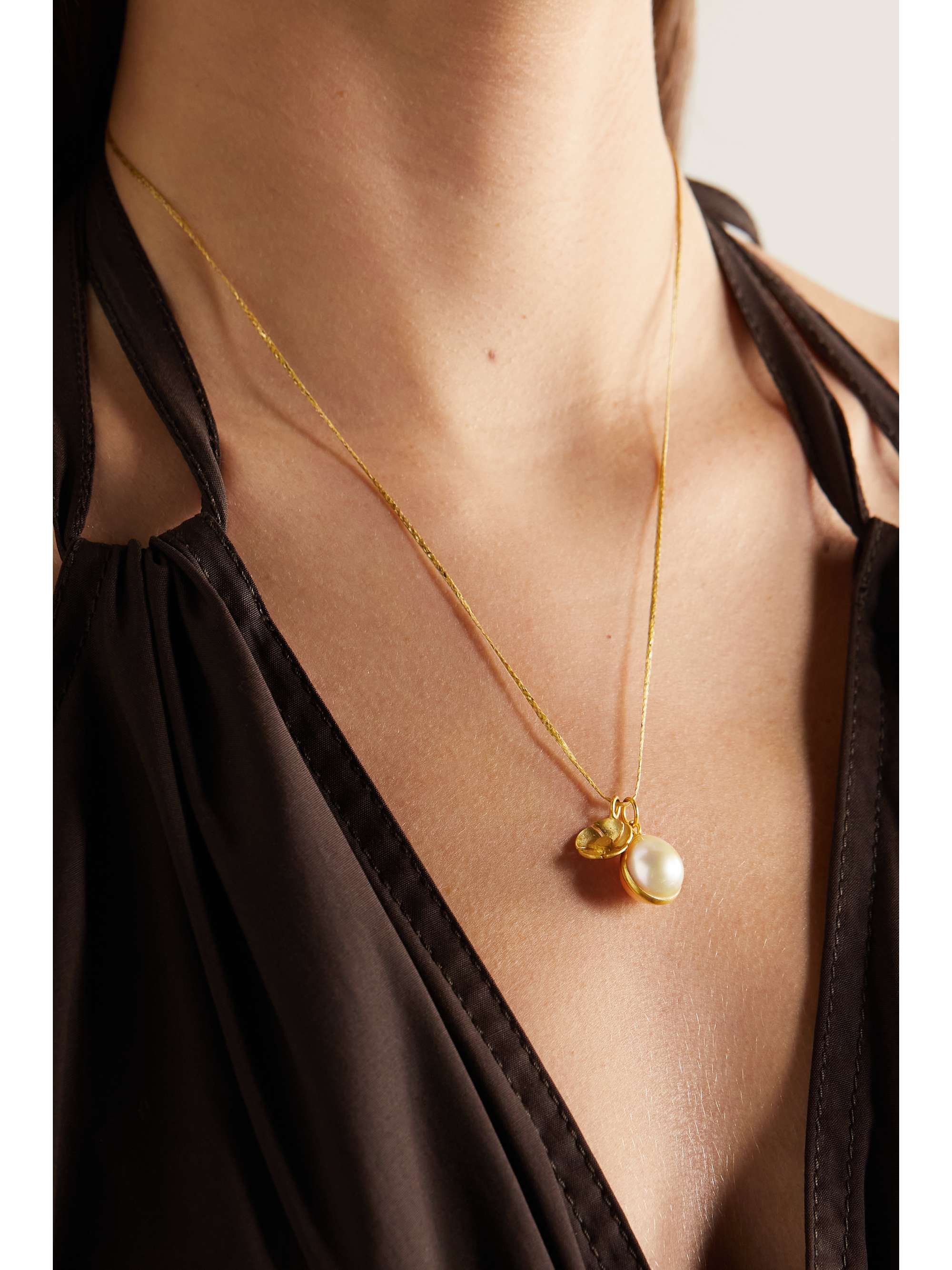 PIPPA SMALL 18K 黄金、编绳、珍珠项链