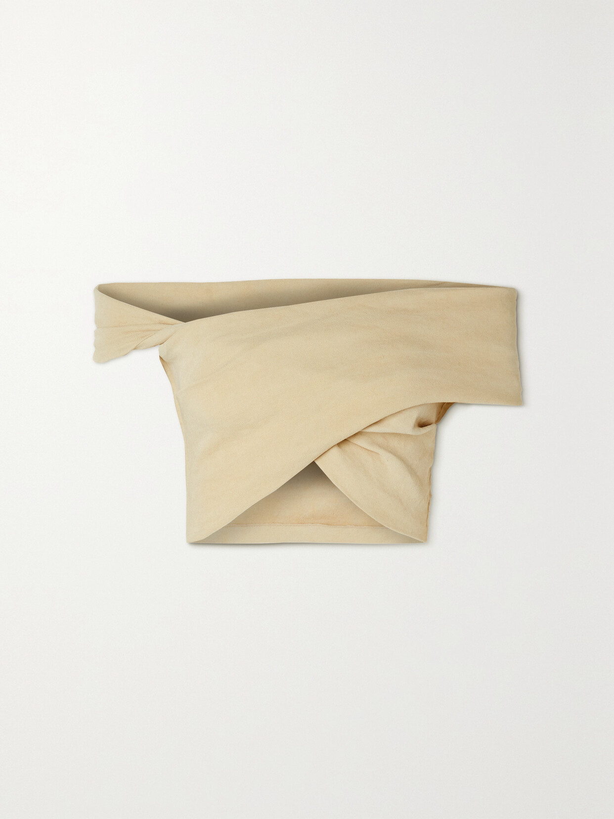 Cortana Candy Cropped Twist-front Linen-blend Top - Neutrals