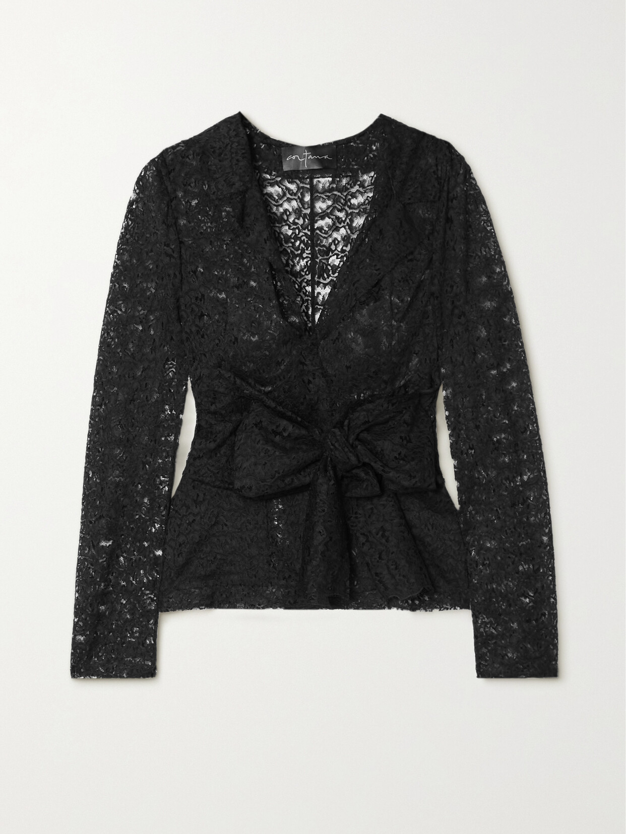 Cortana Laure Tie-detailed Lace Jacket - Black