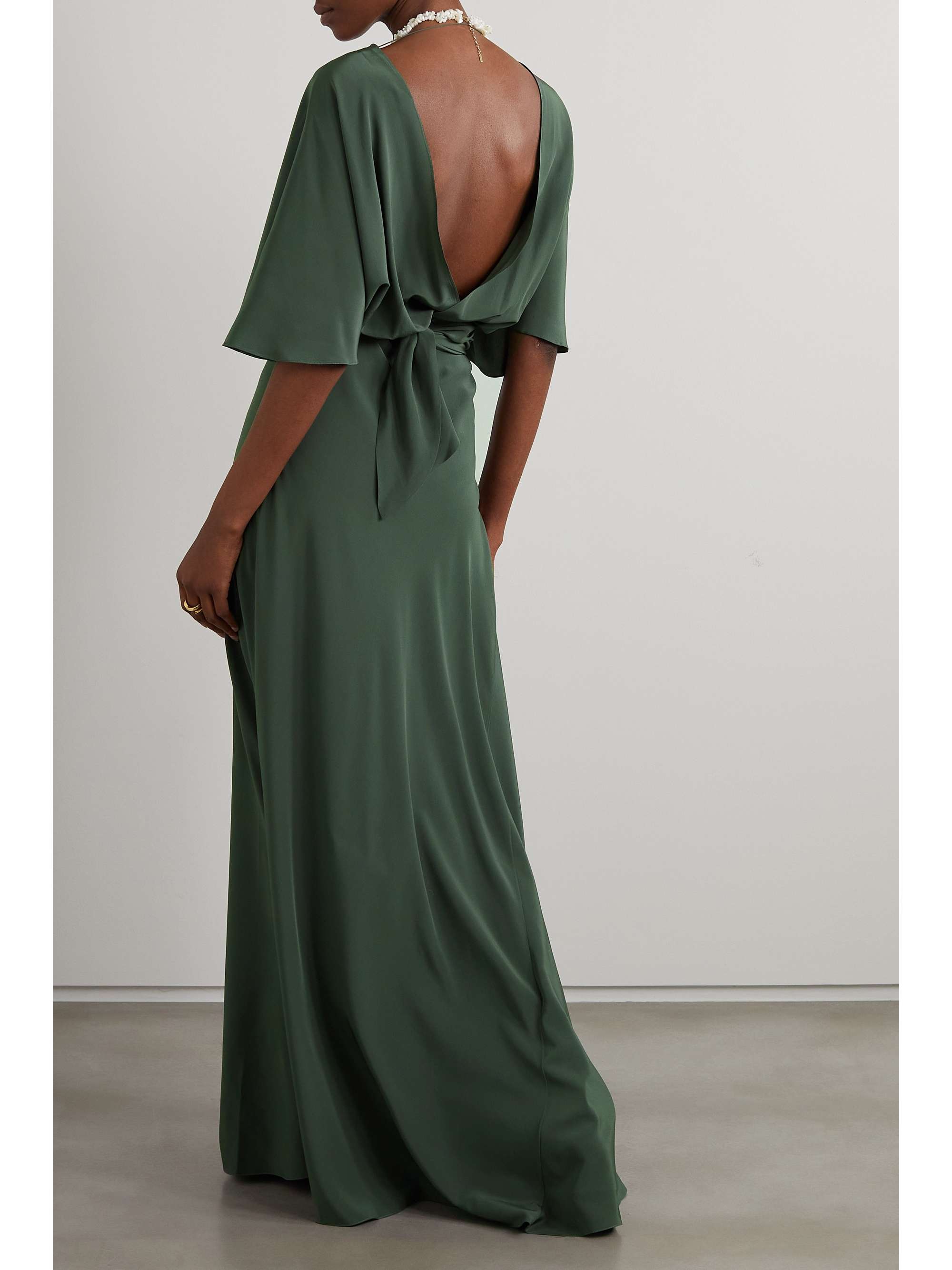 CORTANA + NET SUSTAIN Martina open-back cupro-satin maxi wrap dress