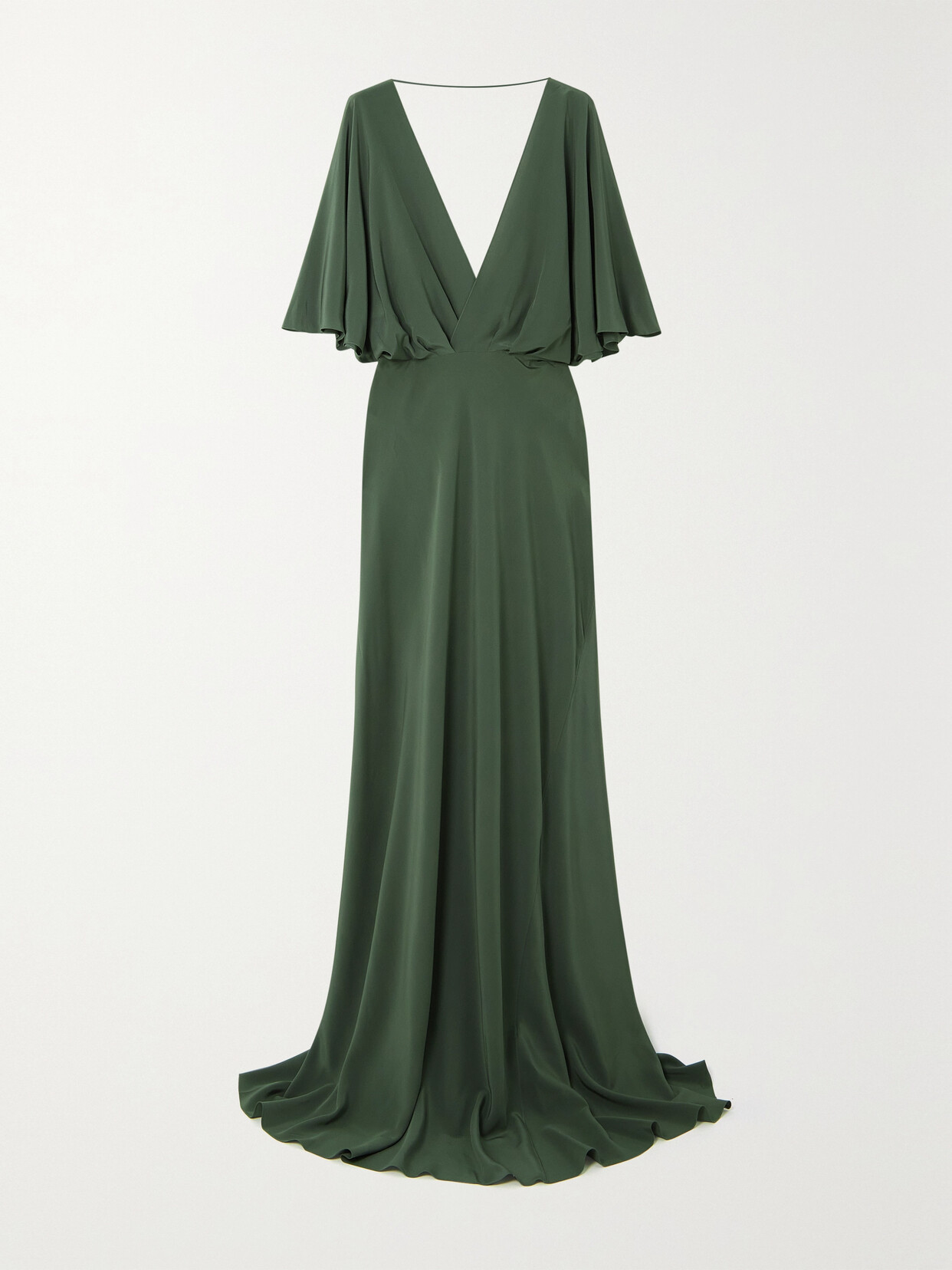 Cortana + Net Sustain Martina Open-back Silk-crepe Maxi Wrap Dress - Green