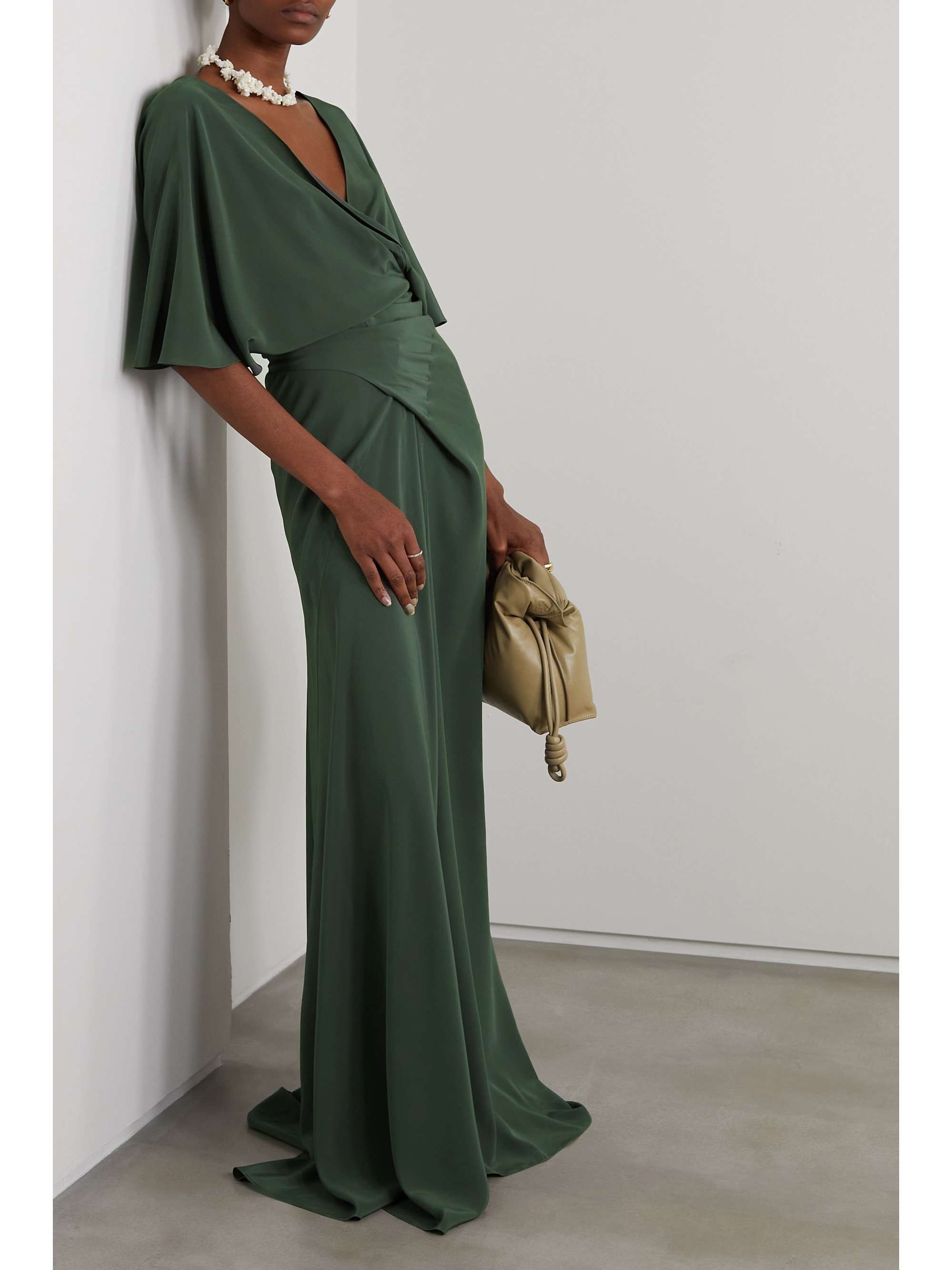 CORTANA + NET SUSTAIN Martina open-back cupro-satin maxi wrap dress