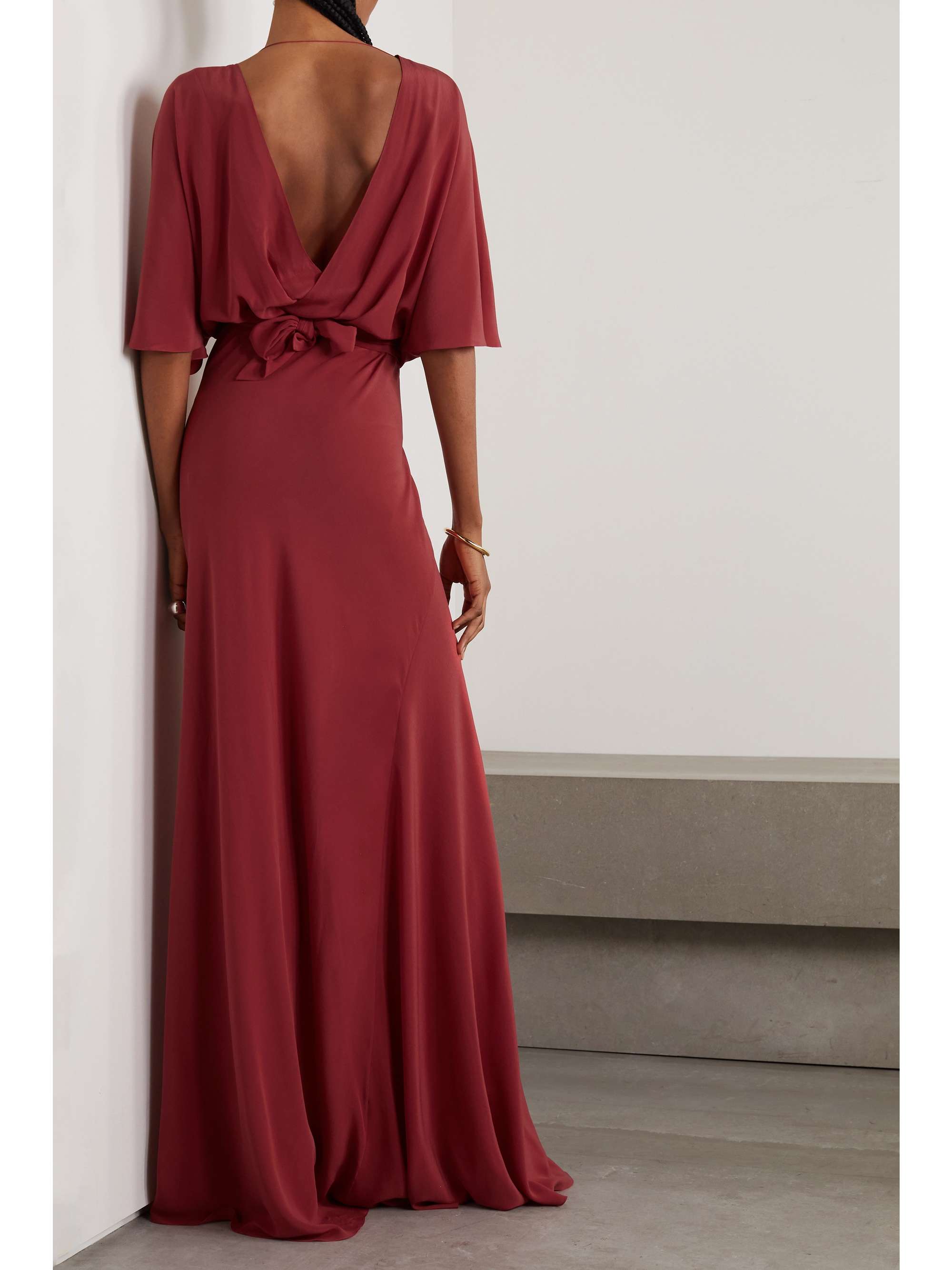 CORTANA + NET SUSTAIN Martina open-back cupro-satin maxi wrap dress