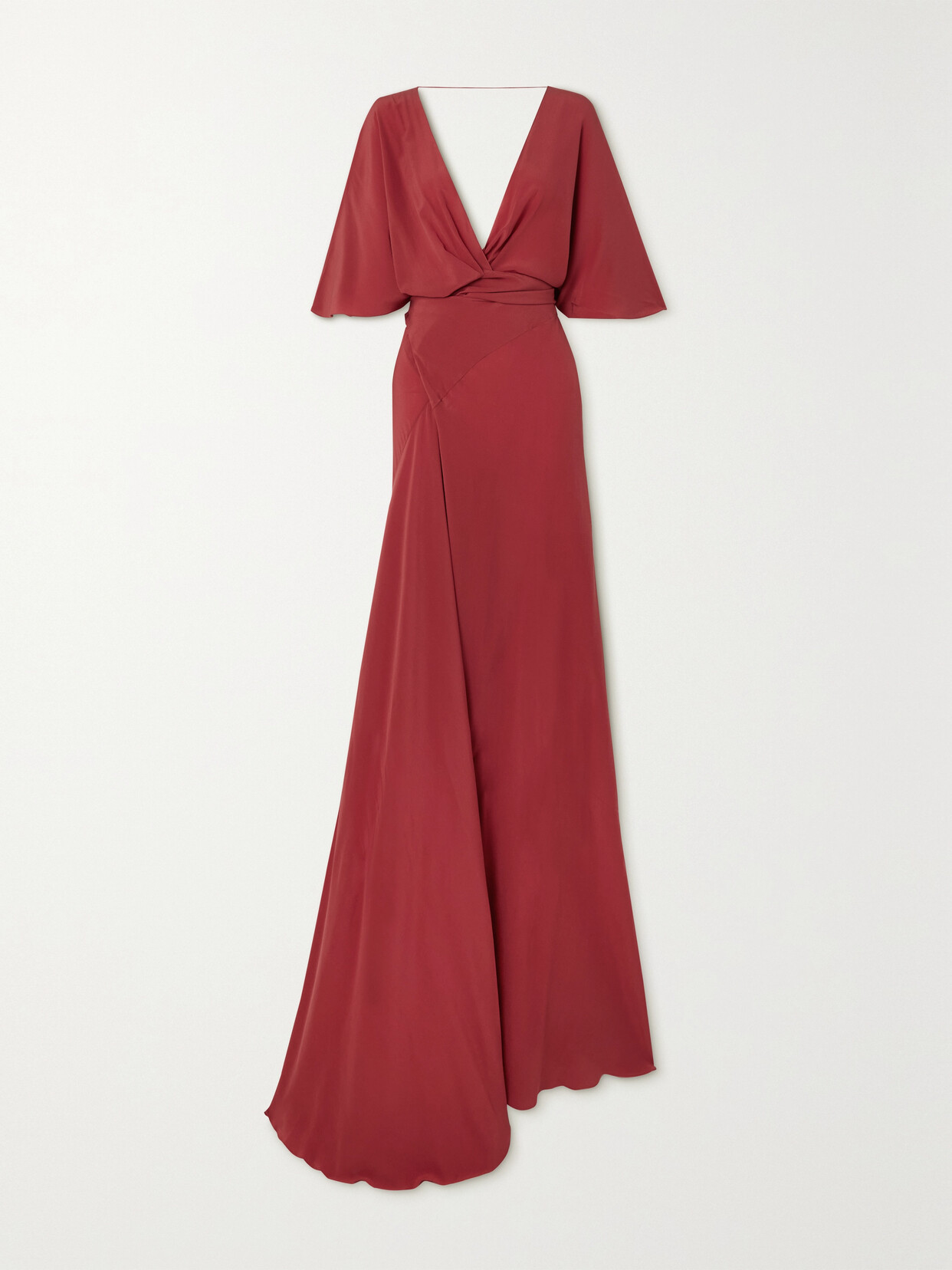 Cortana Martina Open-back Silk Crepe Maxi Wrap Dress - Red