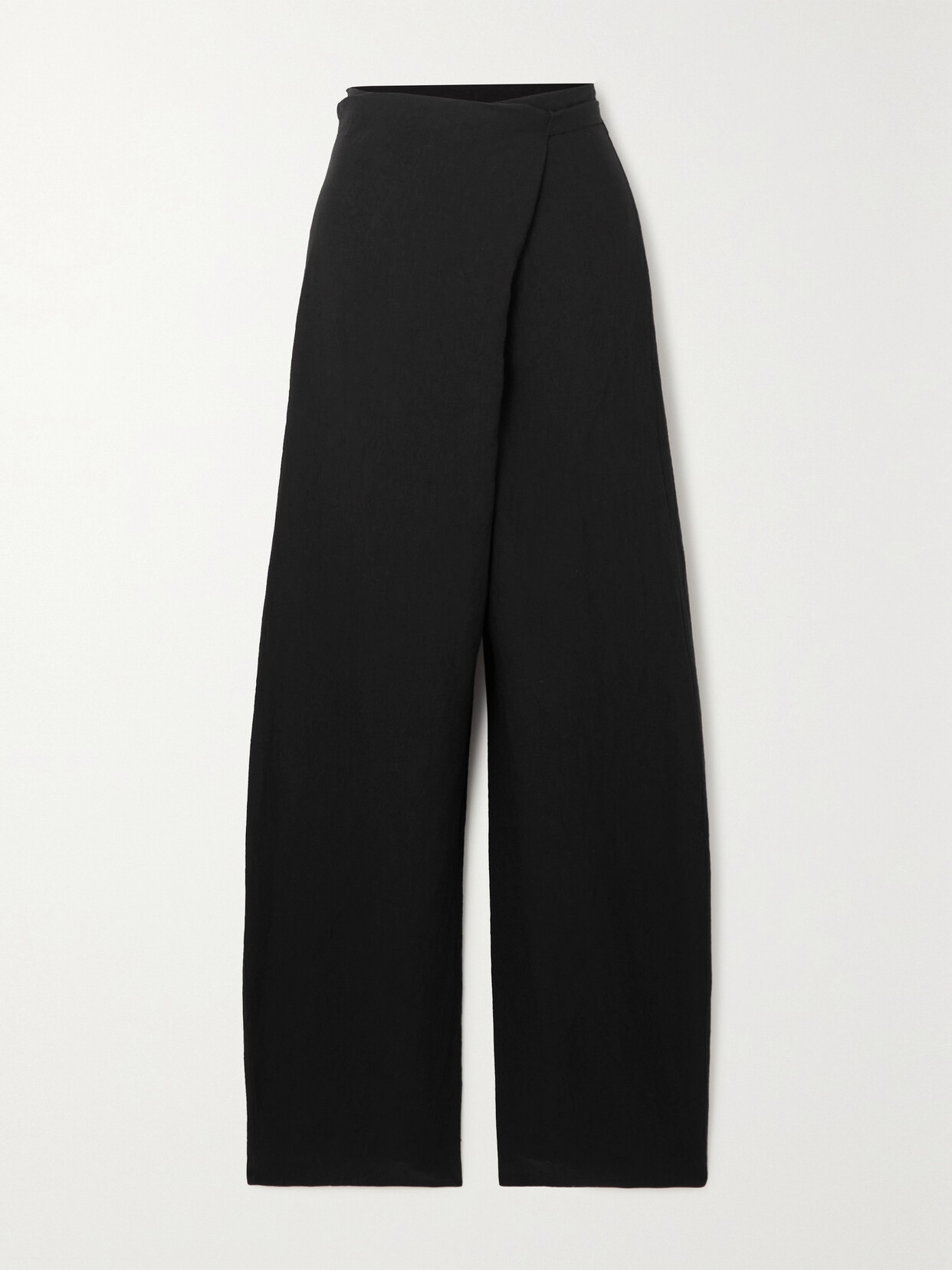 Cortana Arce Linen-blend Straight-leg Pants - Black