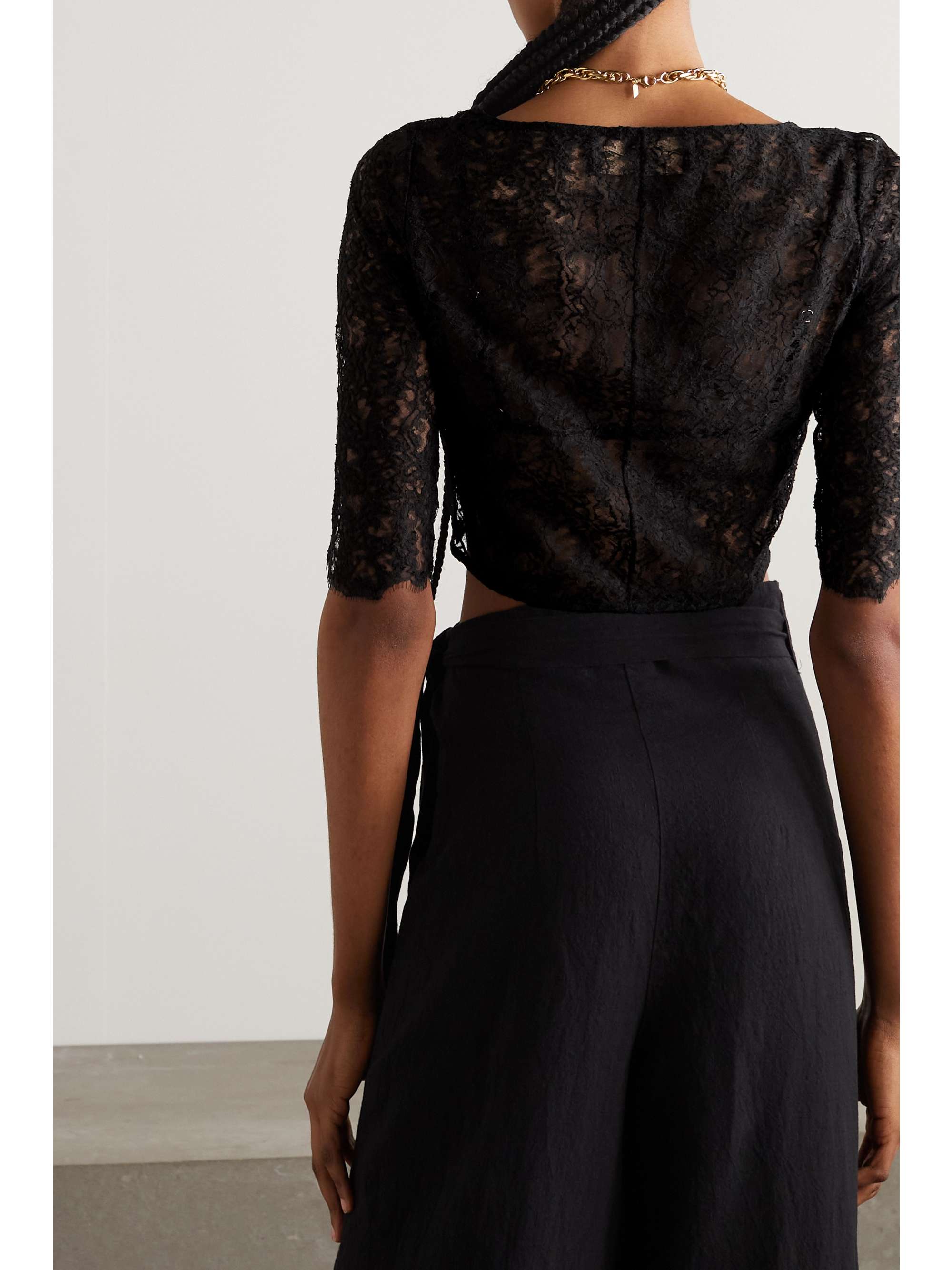 CORTANA Laure cropped lace top