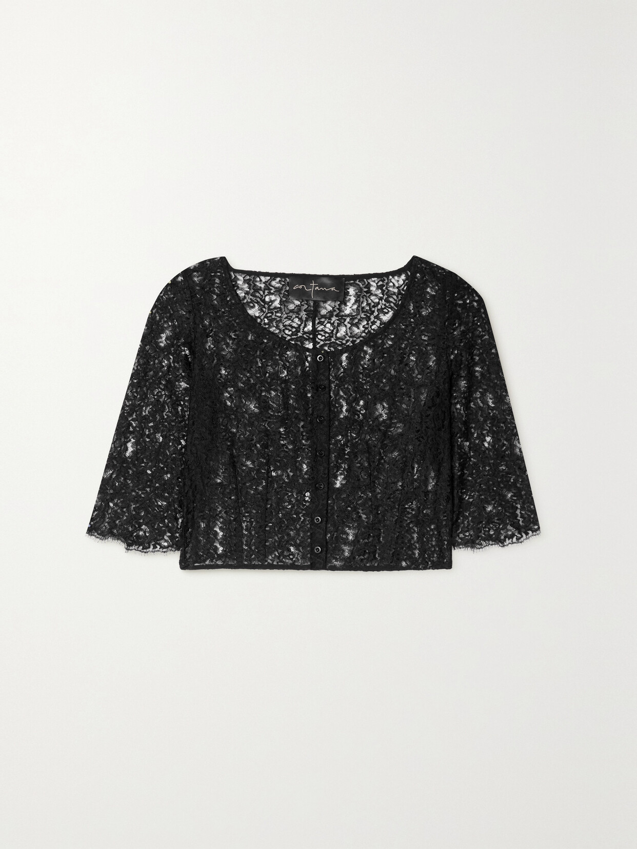 Cortana Laure Cropped Lace Top - Black