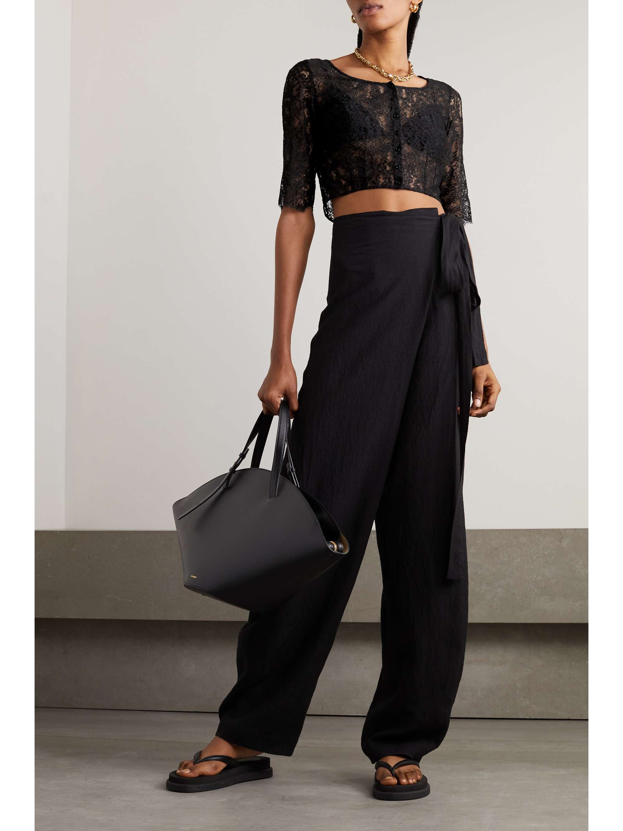 CORTANA Laure cropped lace top