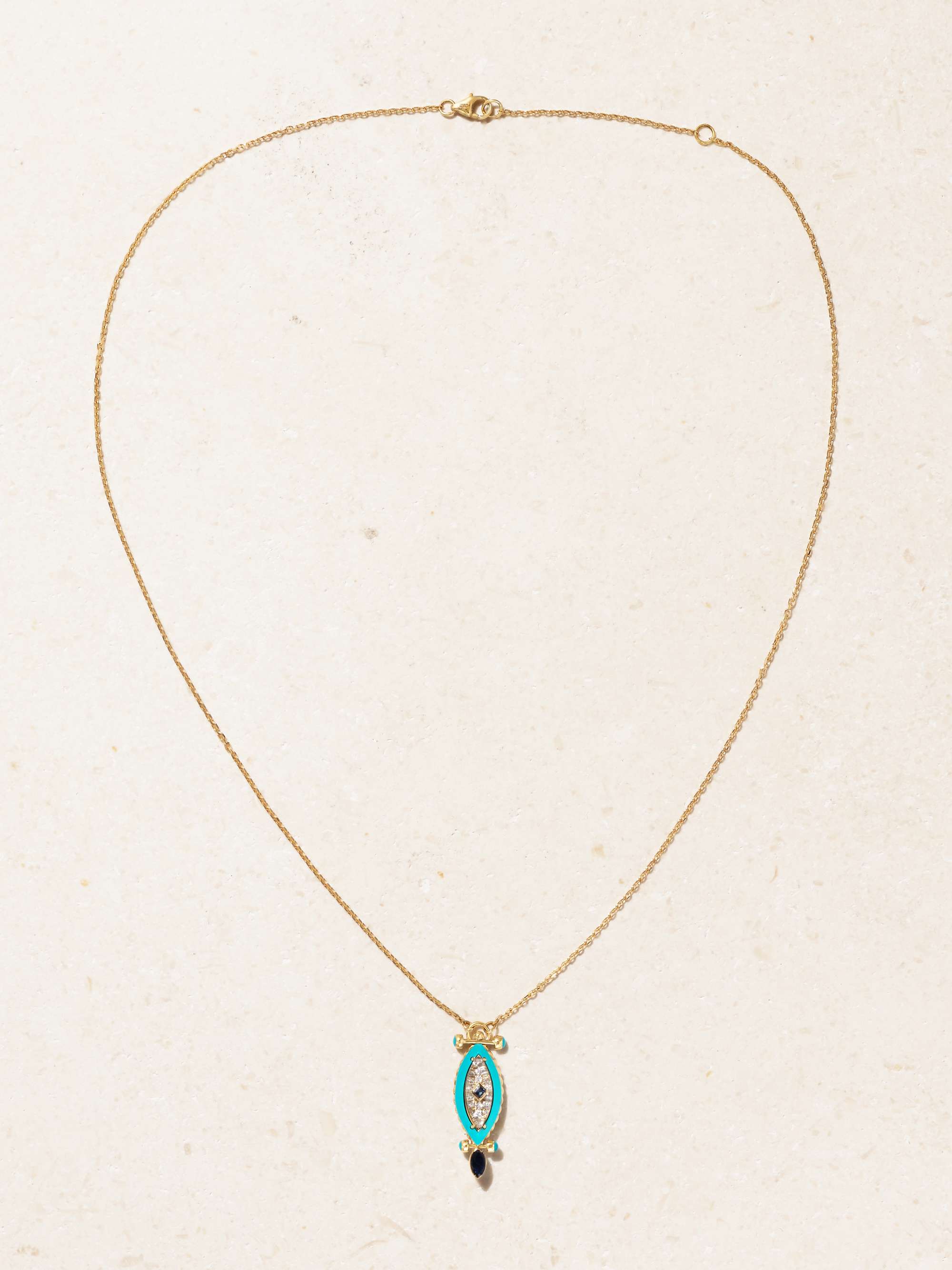 L'ATELIER NAWBAR The Little Blue Jay 18-karat gold multi-stone necklace