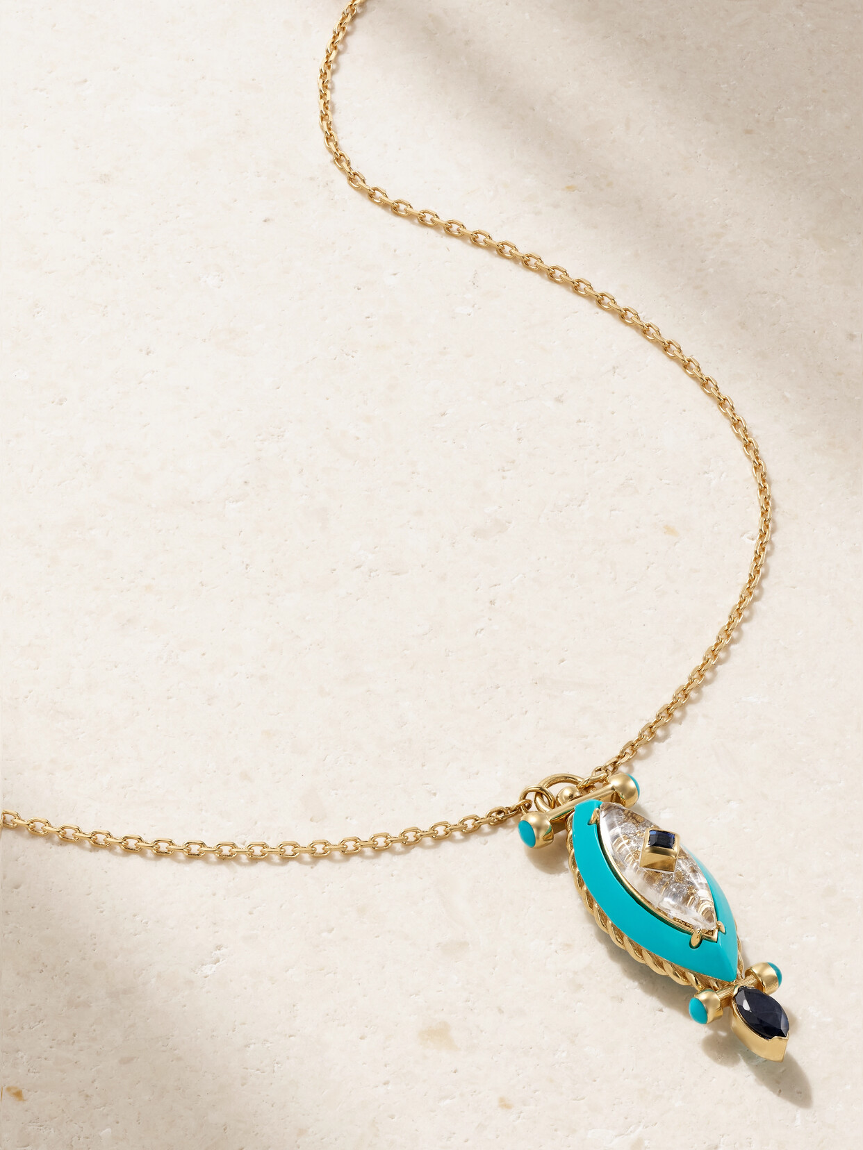 L'atelier Nawbar The Little Blue Jay 18-karat Gold Multi-stone Necklace