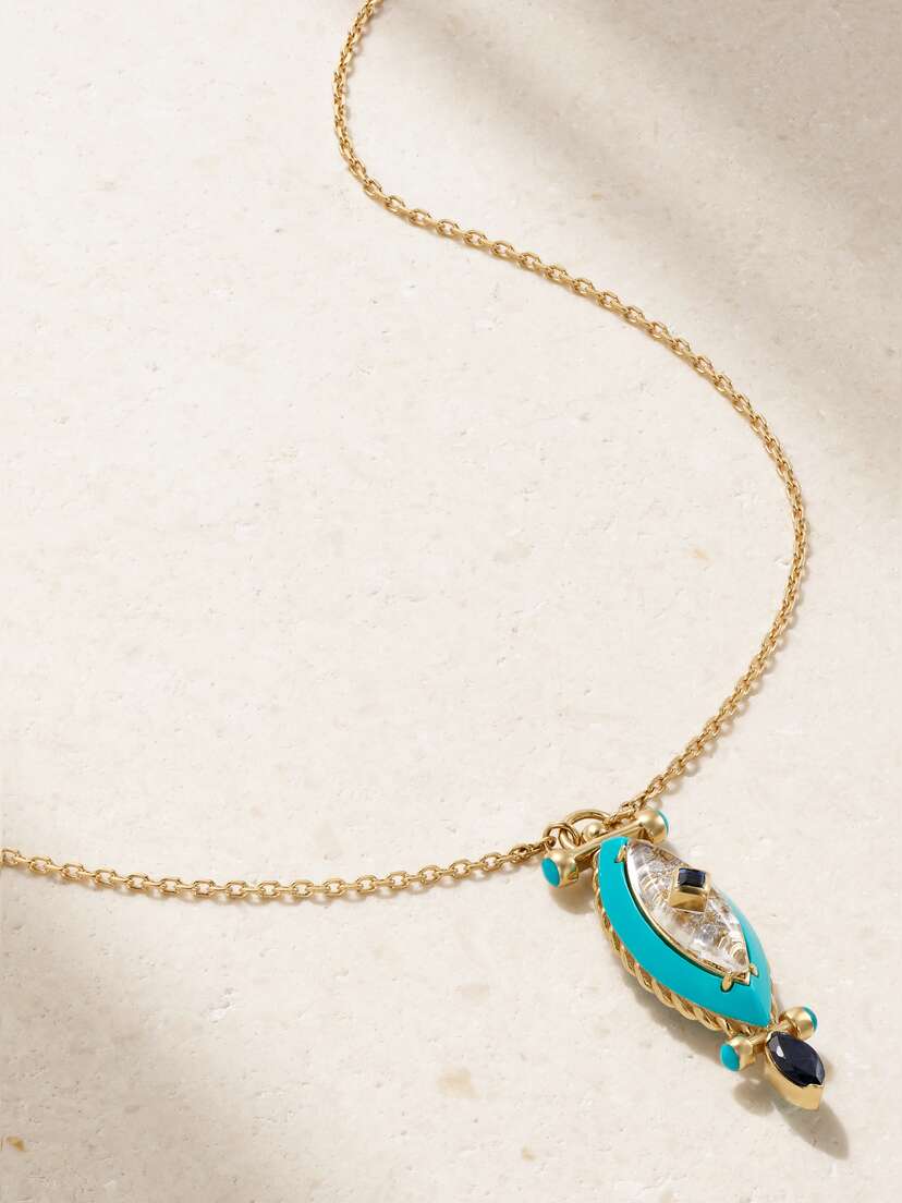 L’Atelier Nawbar The Little Blue Jay 18-karat Gold Multi-stone Necklace