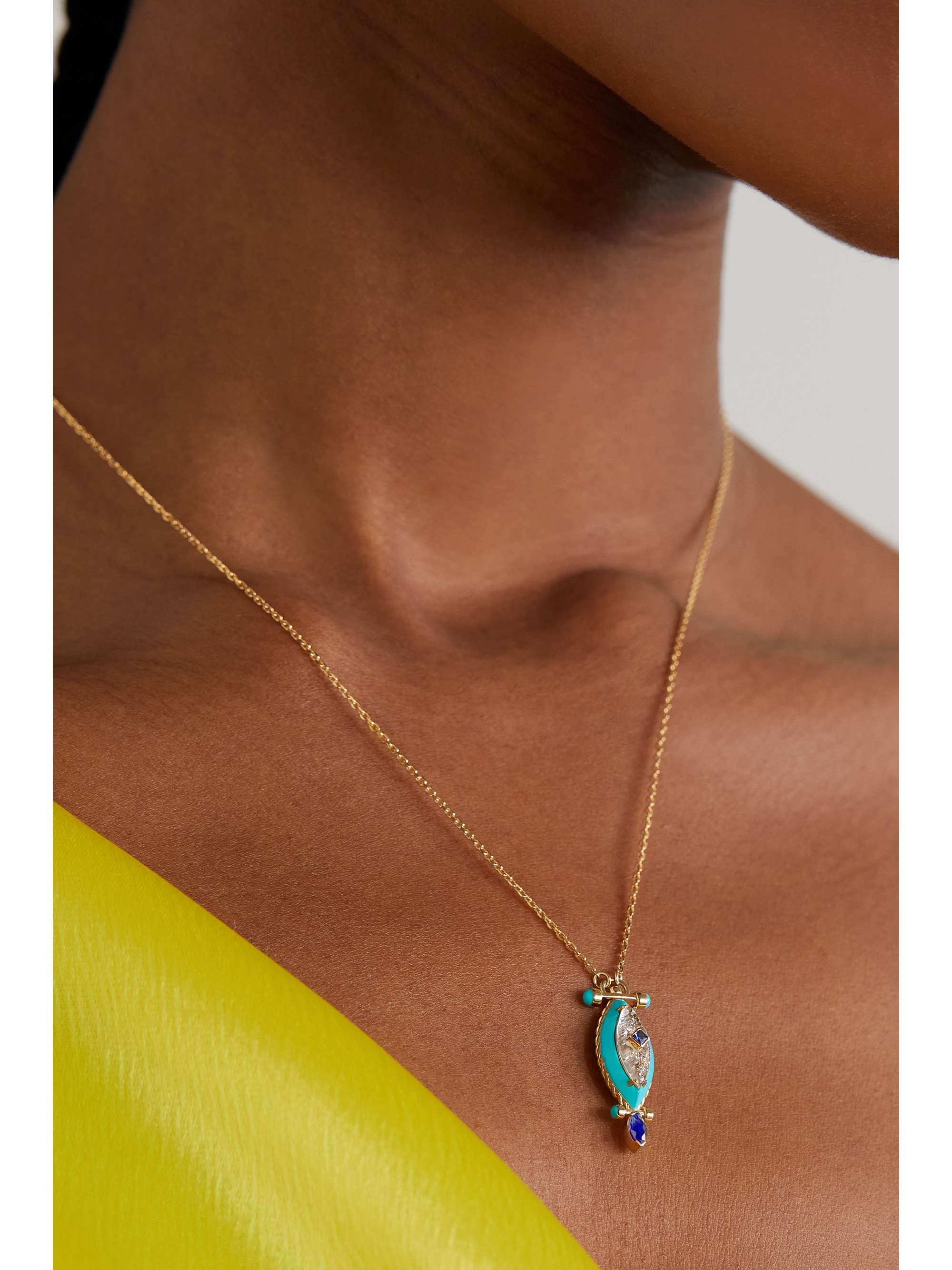 L'ATELIER NAWBAR The Little Blue Jay 18-karat gold multi-stone necklace