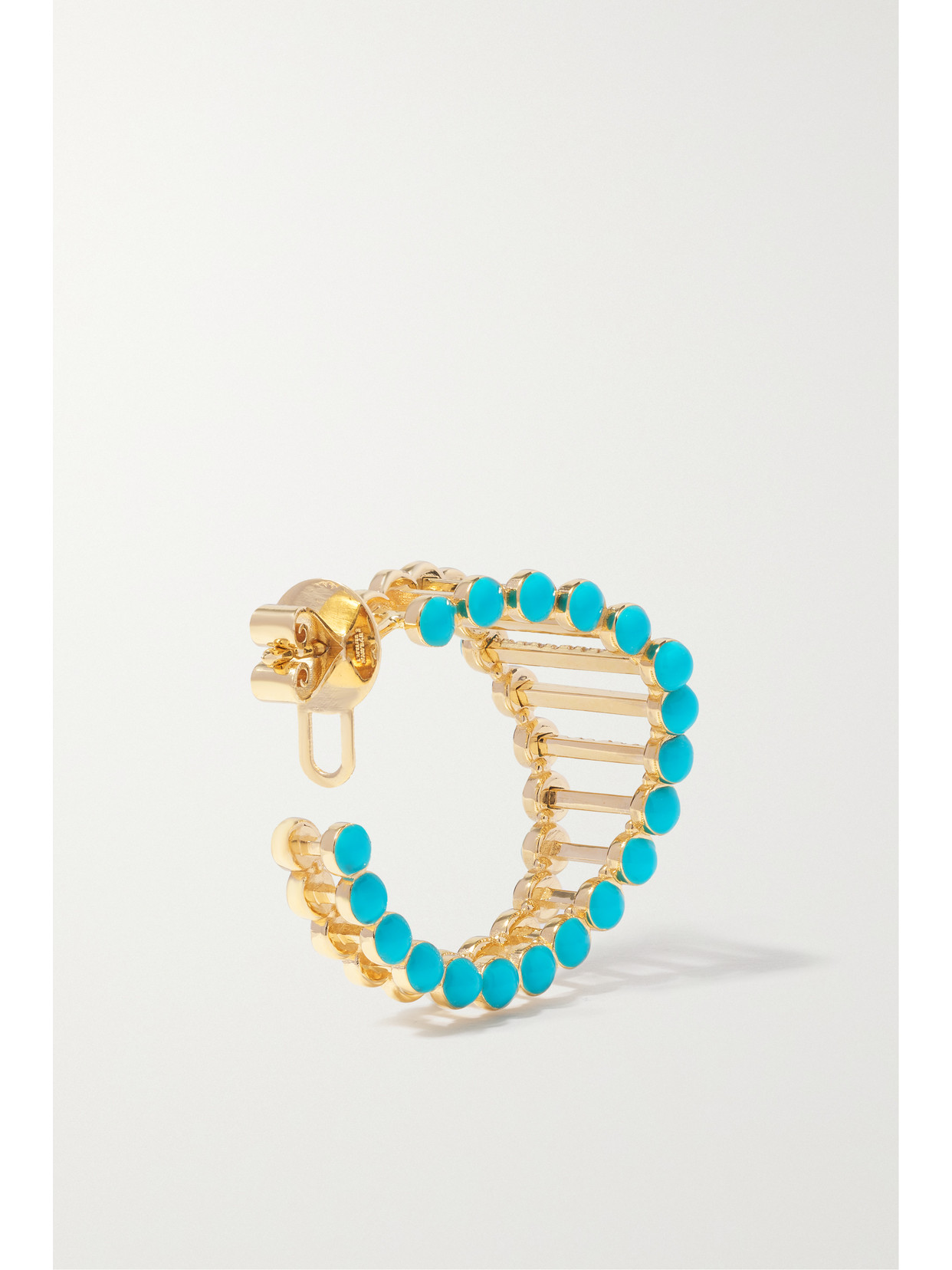 Shop L'atelier Nawbar The Big Twiggy 18-karat Gold, Enamel And Diamond Hoop Earrings In Blue