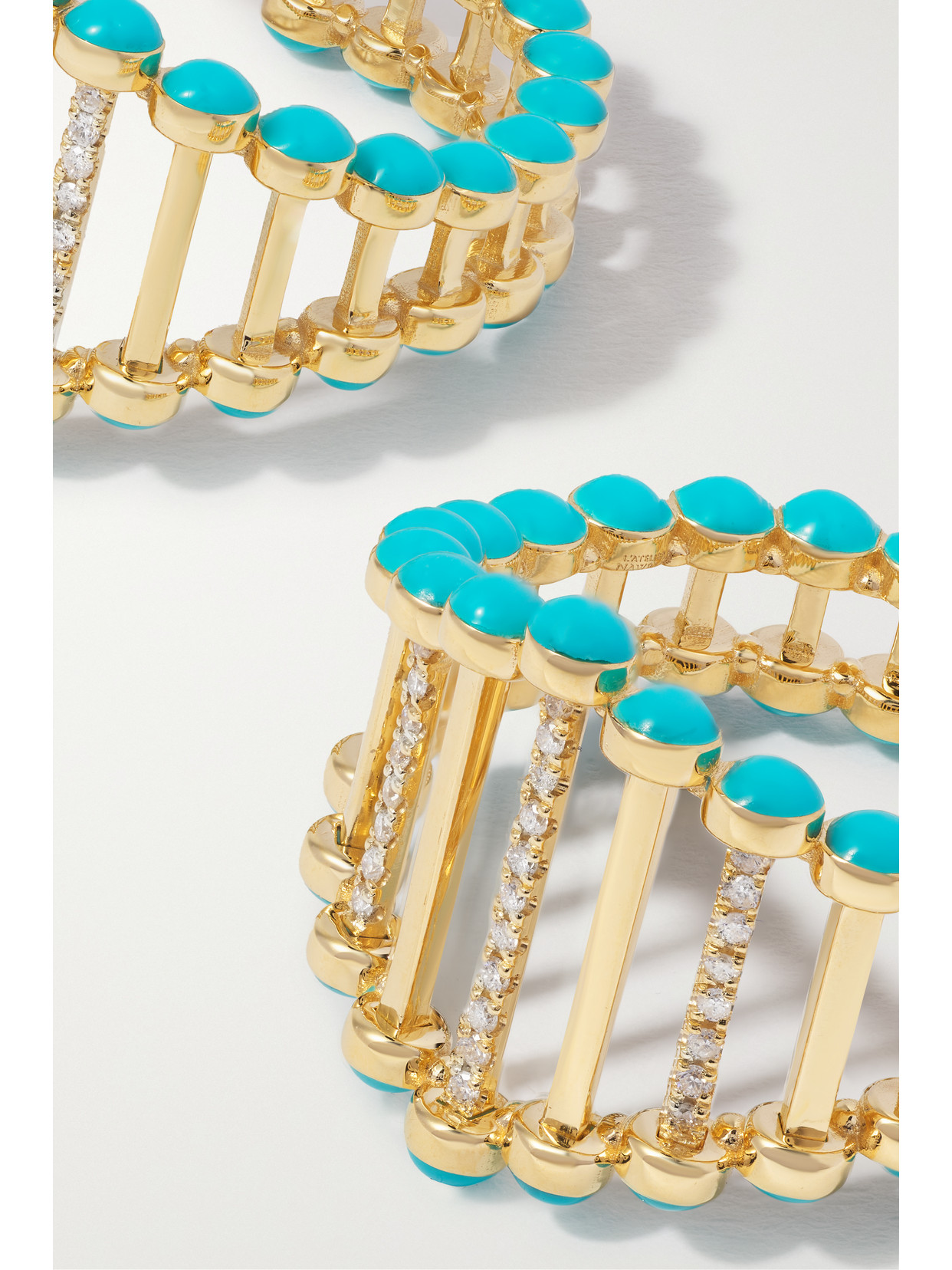 Shop L'atelier Nawbar The Big Twiggy 18-karat Gold, Enamel And Diamond Hoop Earrings In Blue