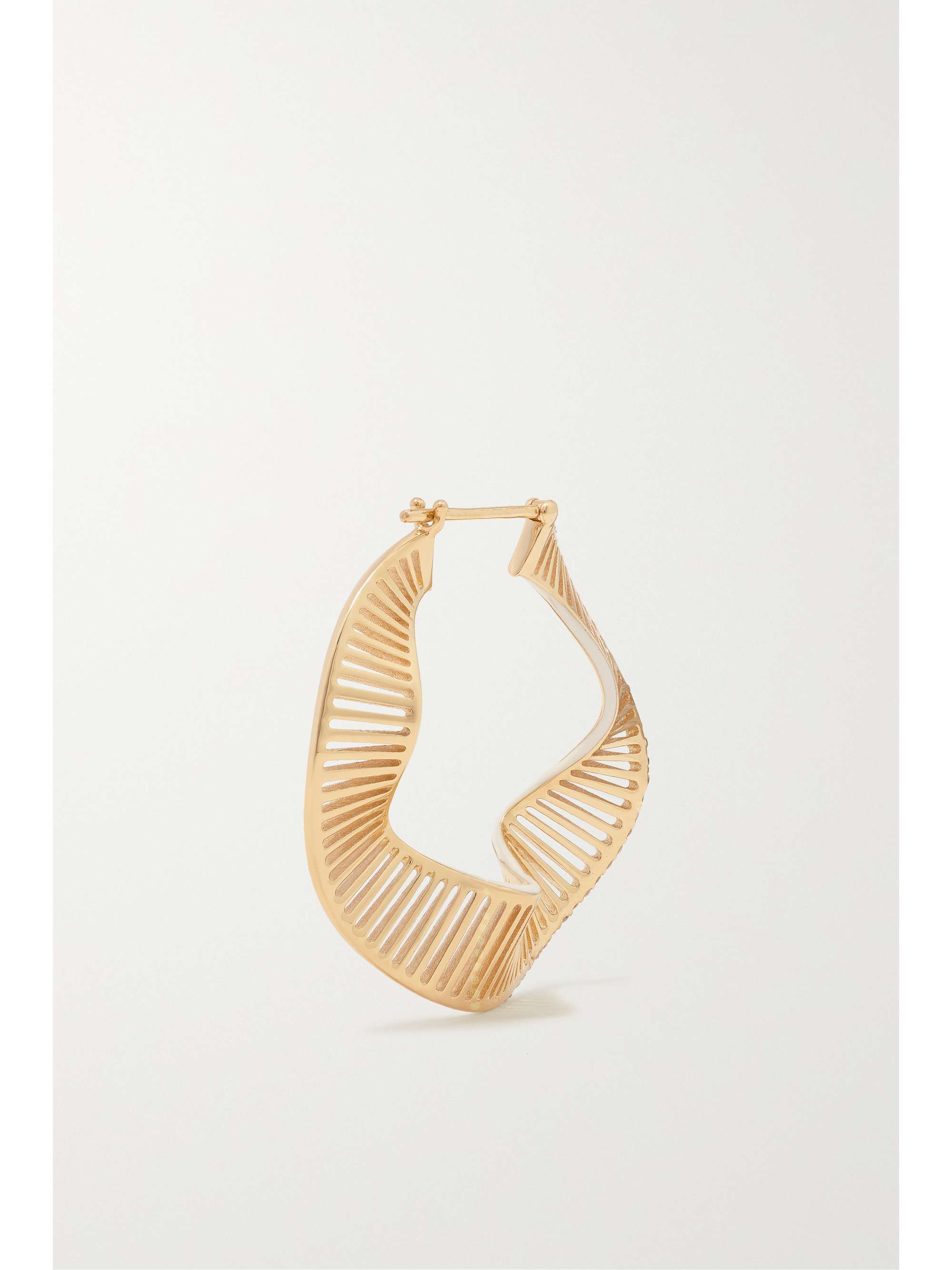 L'ATELIER NAWBAR Twisted Waves 18-karat gold, enamel and diamond hoop earrings