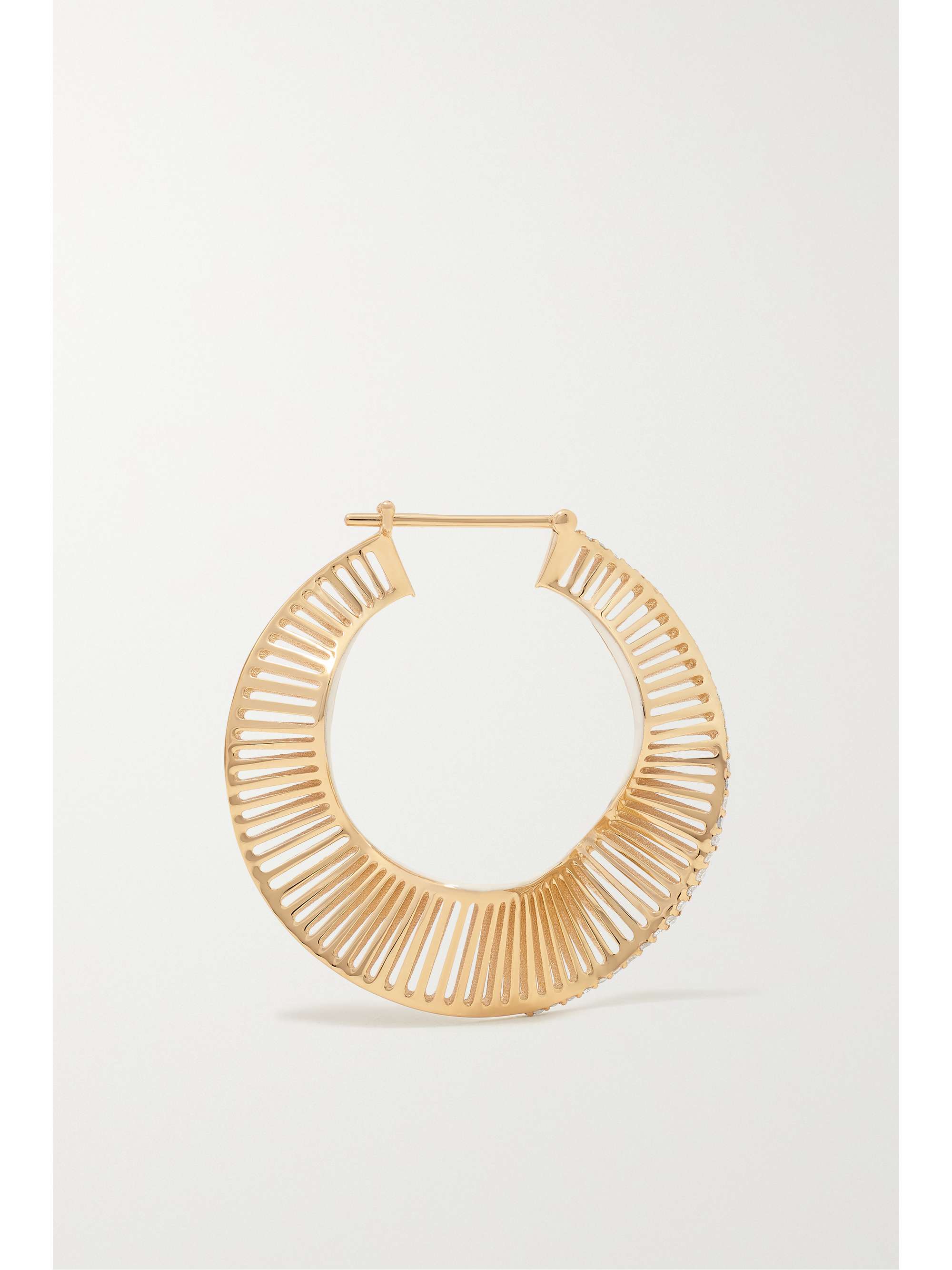 L'ATELIER NAWBAR Twisted Waves 18-karat gold, enamel and diamond hoop earrings