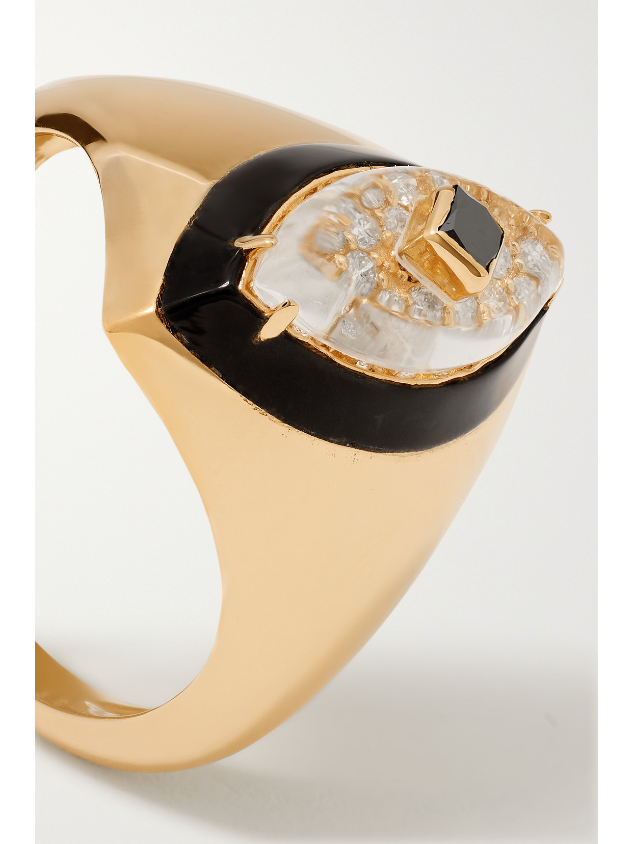 L'atelier Nawbar Beak 18-karat Gold, Enamel And Diamond Pinky Ring In Gold
