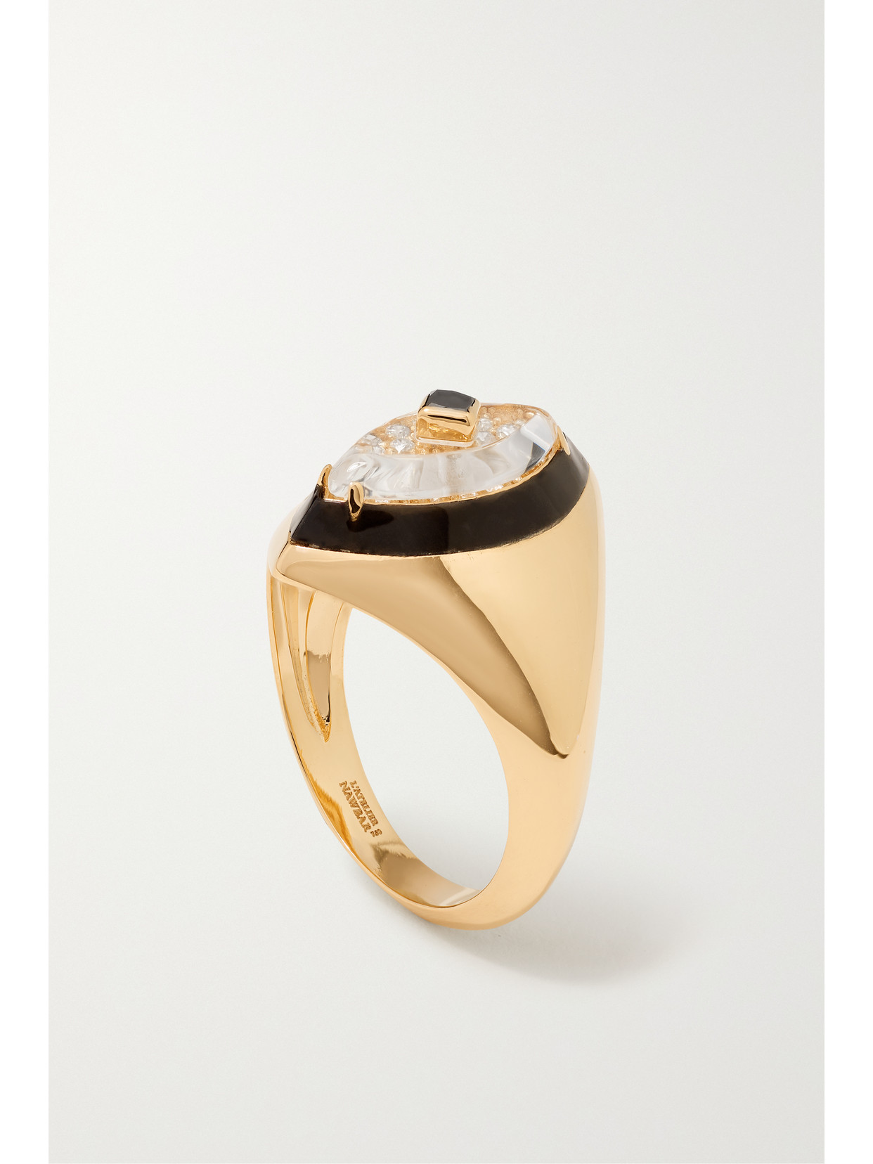 L'atelier Nawbar Beak 18-karat Gold, Enamel And Diamond Pinky Ring In Gold