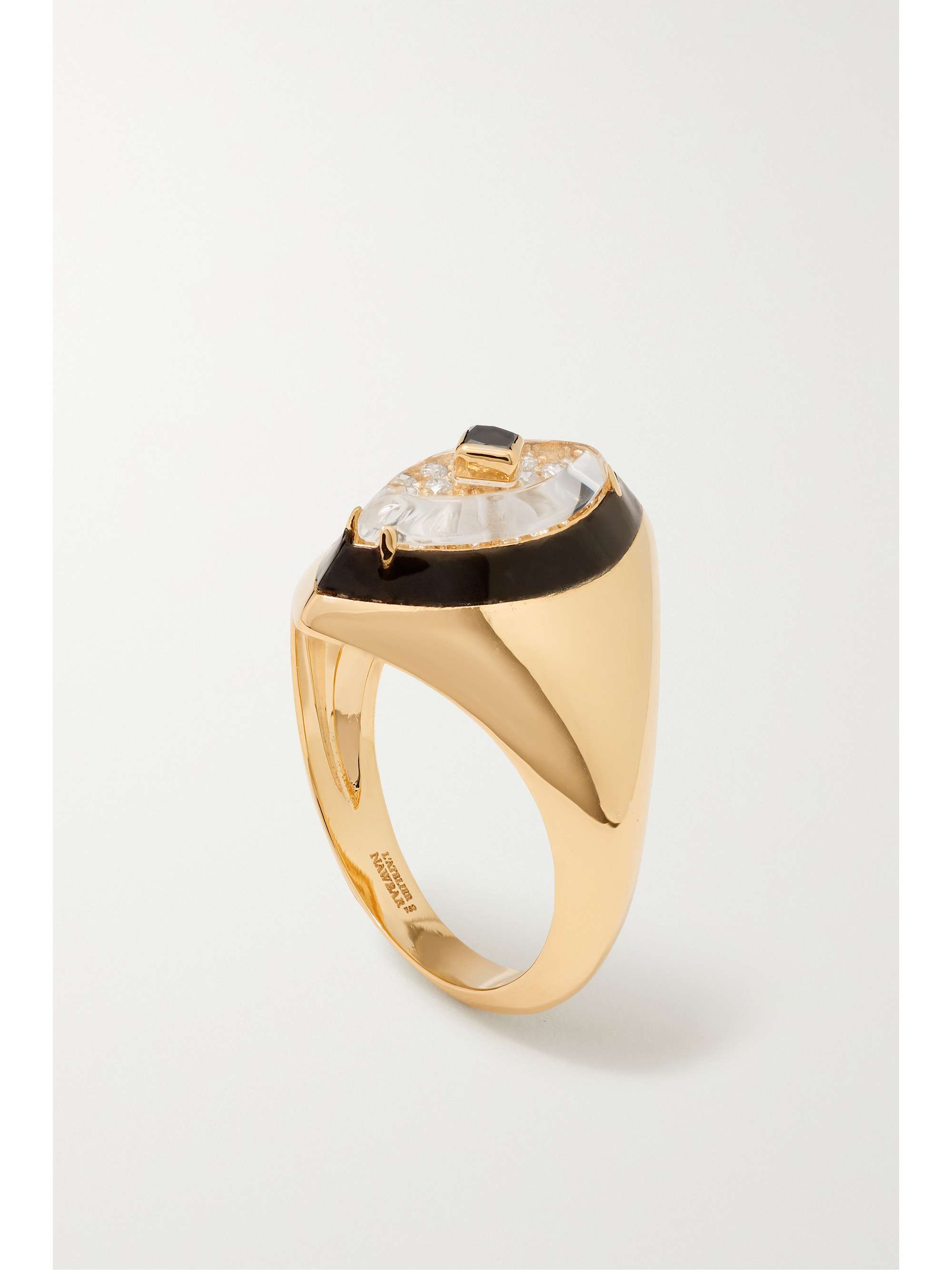 L'ATELIER NAWBAR Bague de petit doigt en or 18 carats (750/1000), émail et diamants Beak