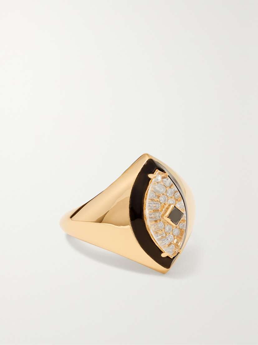 L’Atelier Nawbar Beak 18-karat Gold, Enamel And Diamond Pinky Ring