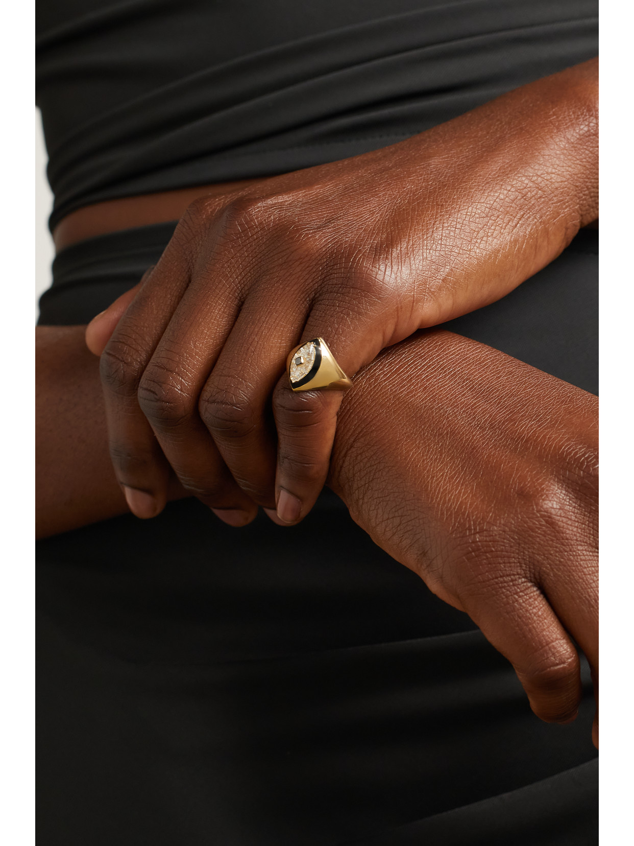 L'atelier Nawbar Beak 18-karat Gold, Enamel And Diamond Pinky Ring In Gold