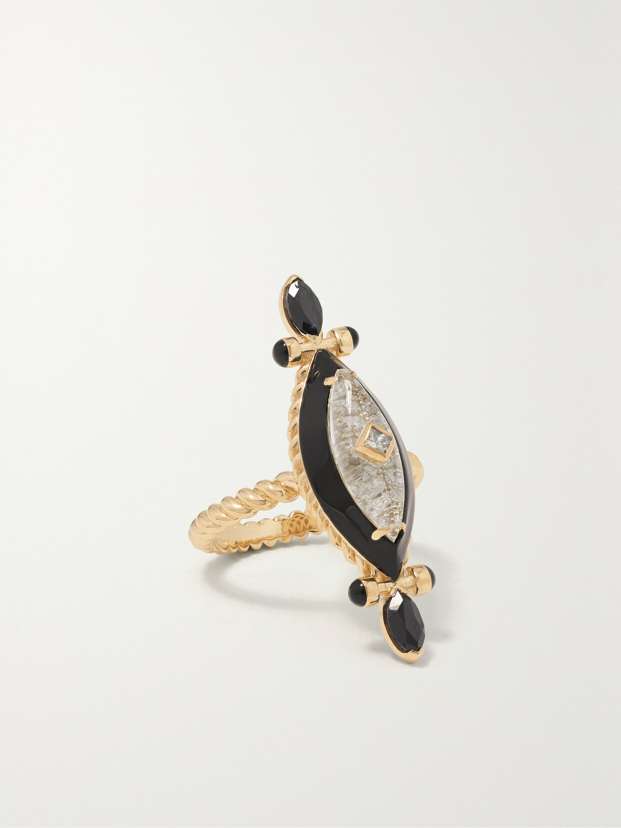 L'atelier Nawbar Wrap Beak In Owl 18-karat Gold, Enamel, Resin And Diamond Ring