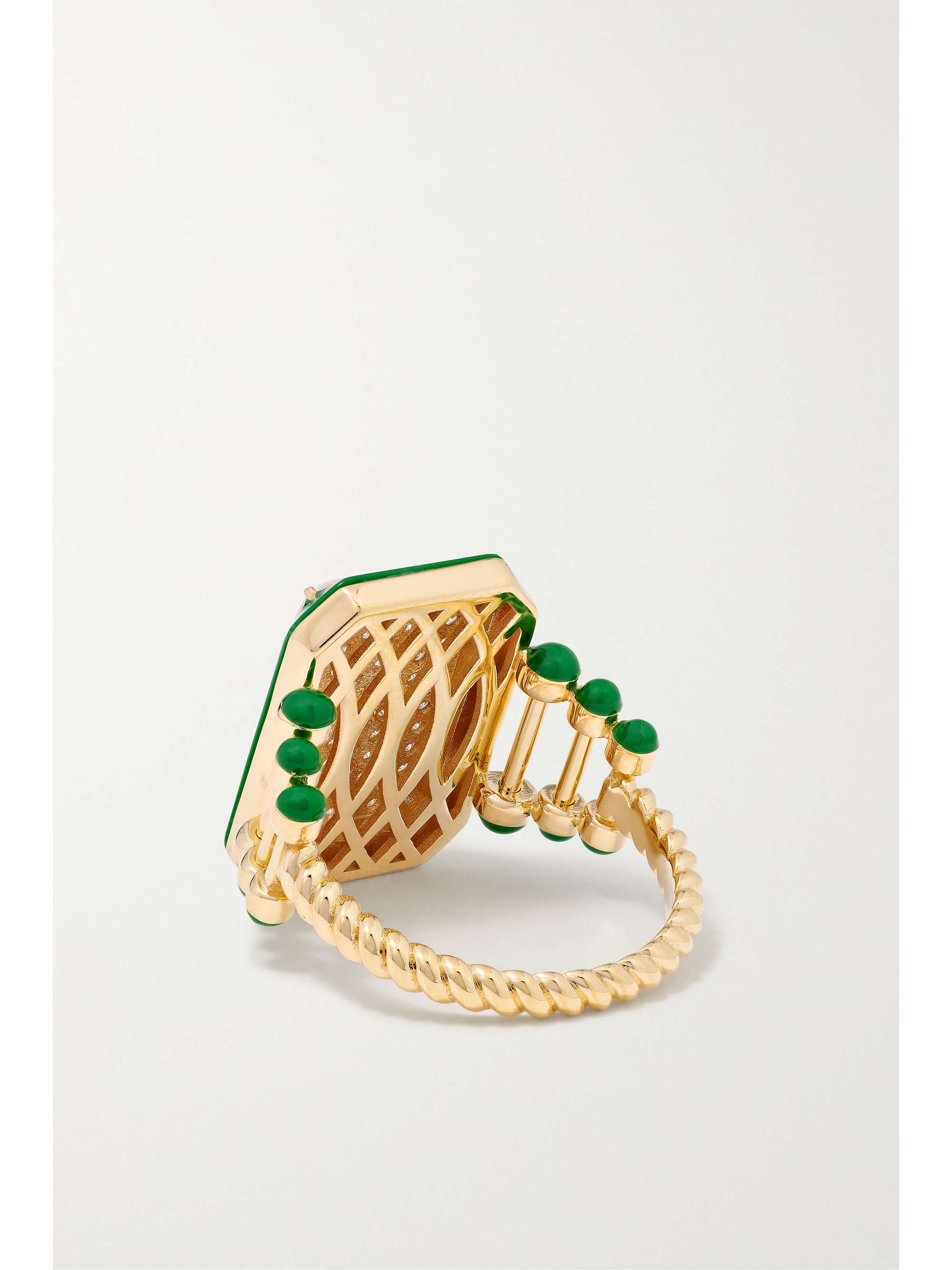 L'ATELIER NAWBAR Moments in Evergreen 18-karat gold, enamel, diamond and emerald ring