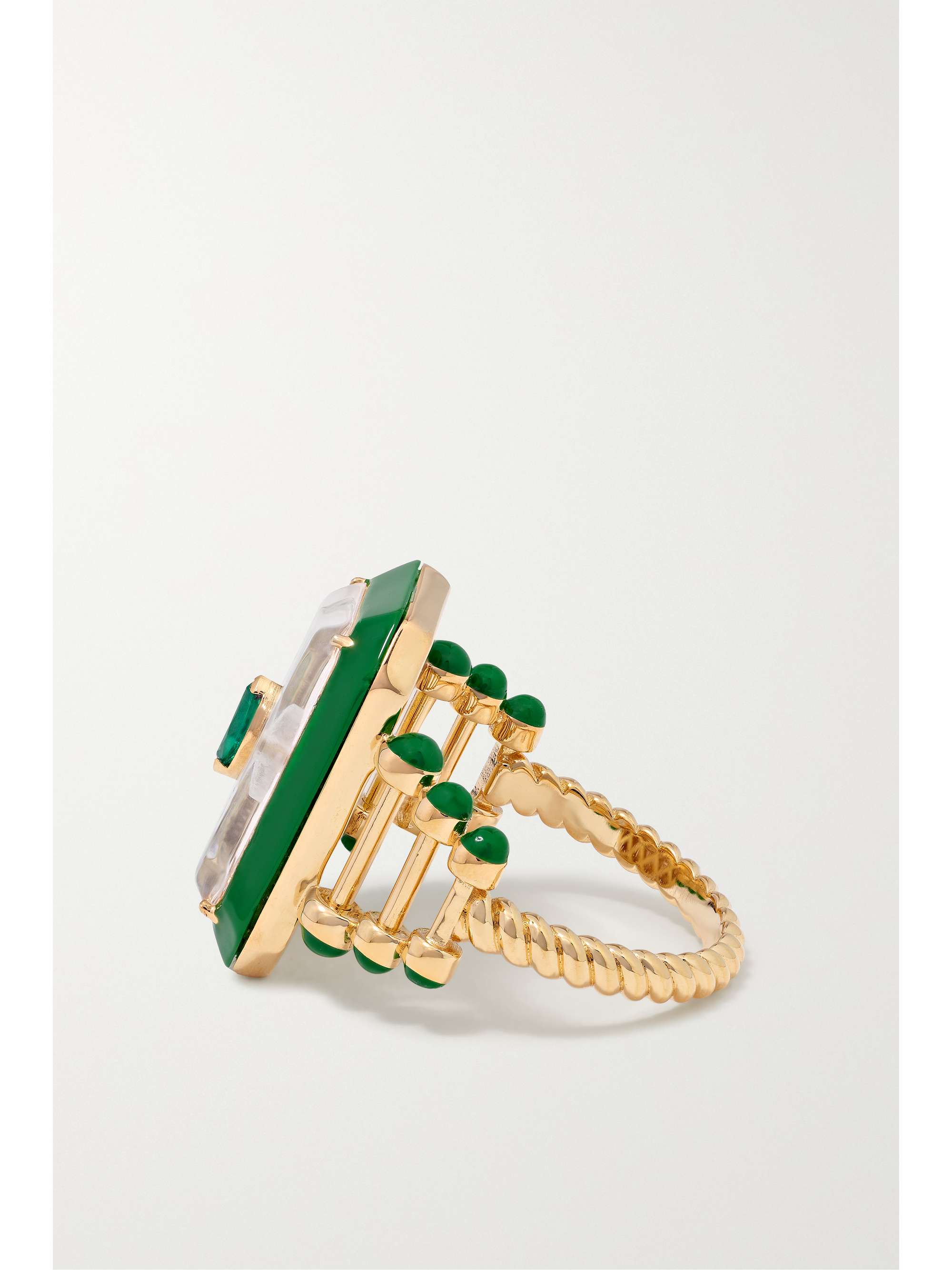 L'ATELIER NAWBAR Moments in Evergreen 18-karat gold, enamel, diamond and emerald ring