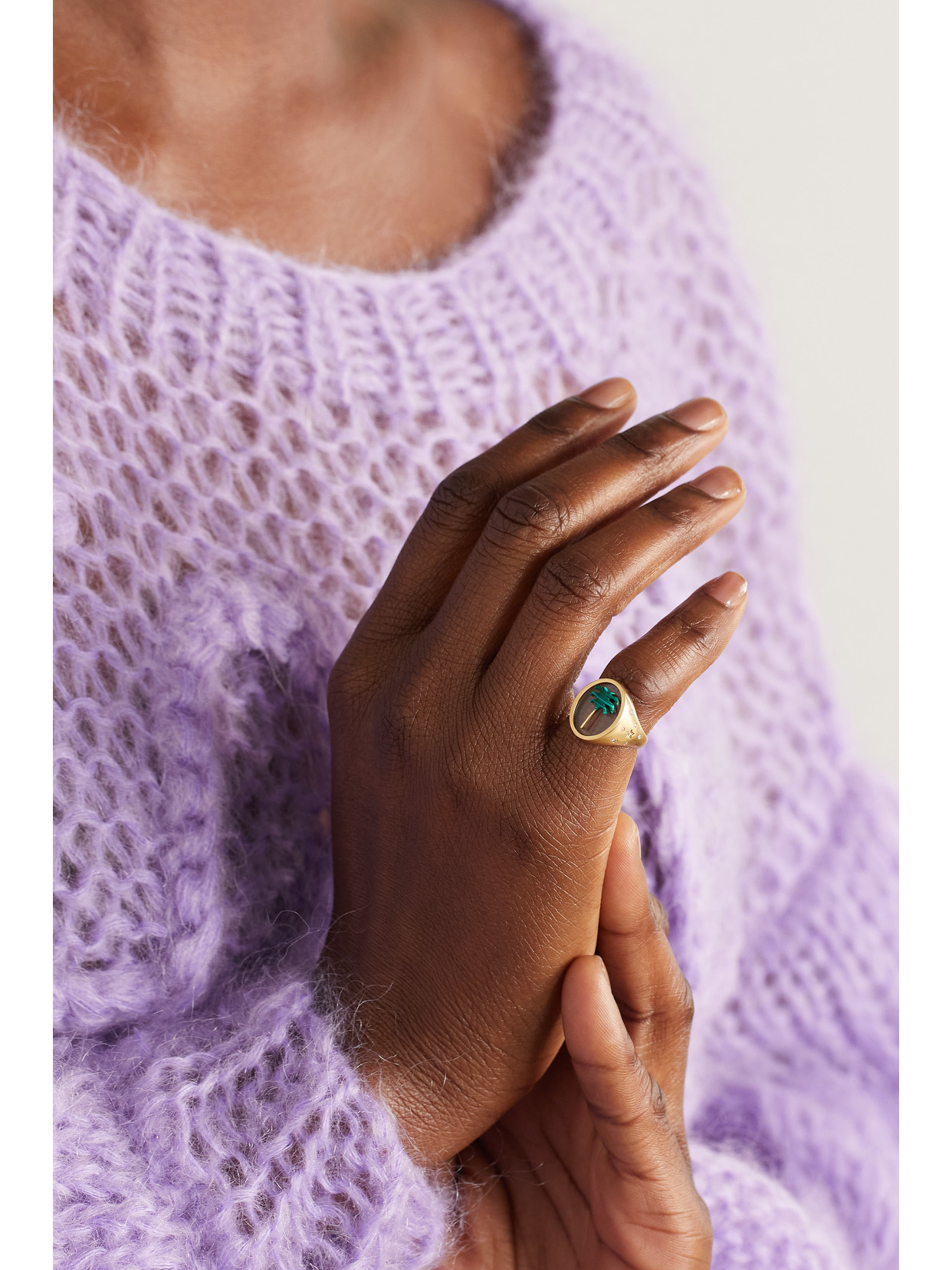 L'ATELIER NAWBAR PALM 2.0 18-KARAT GOLD MULTI-STONE RING