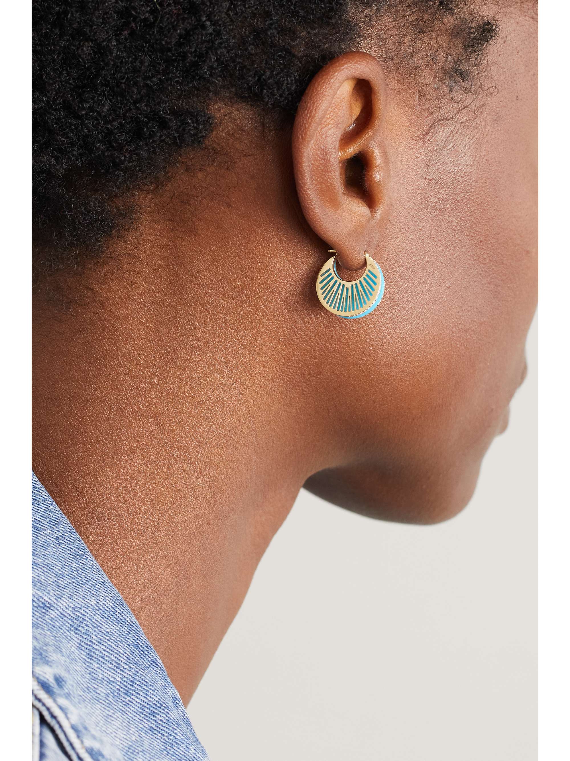 L'ATELIER NAWBAR 18-karat gold, turquoise and diamond hoop earrings