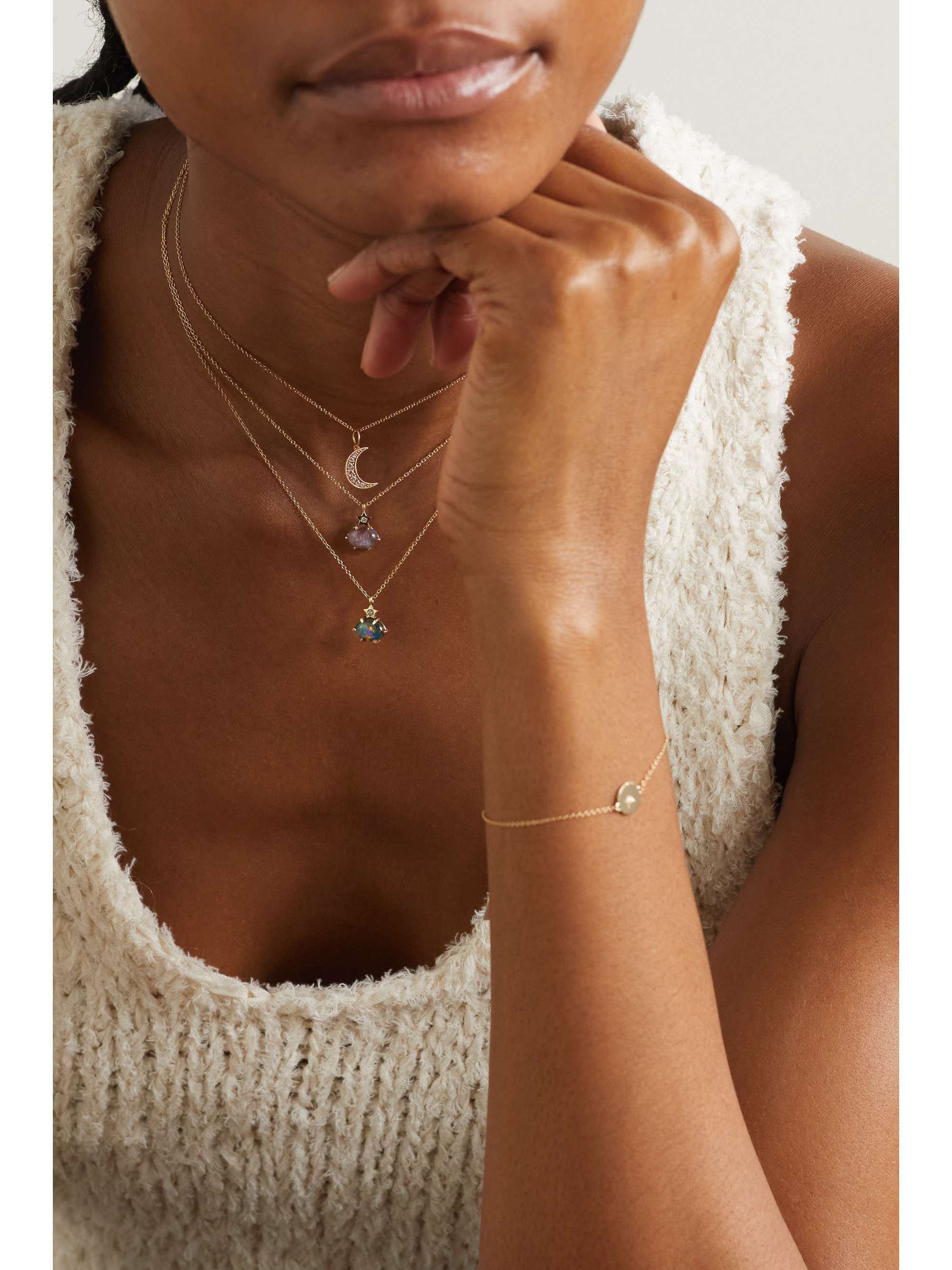 ANDREA FOHRMAN Mini Cosmo 14K 黄金、蛋白石、钻石项链