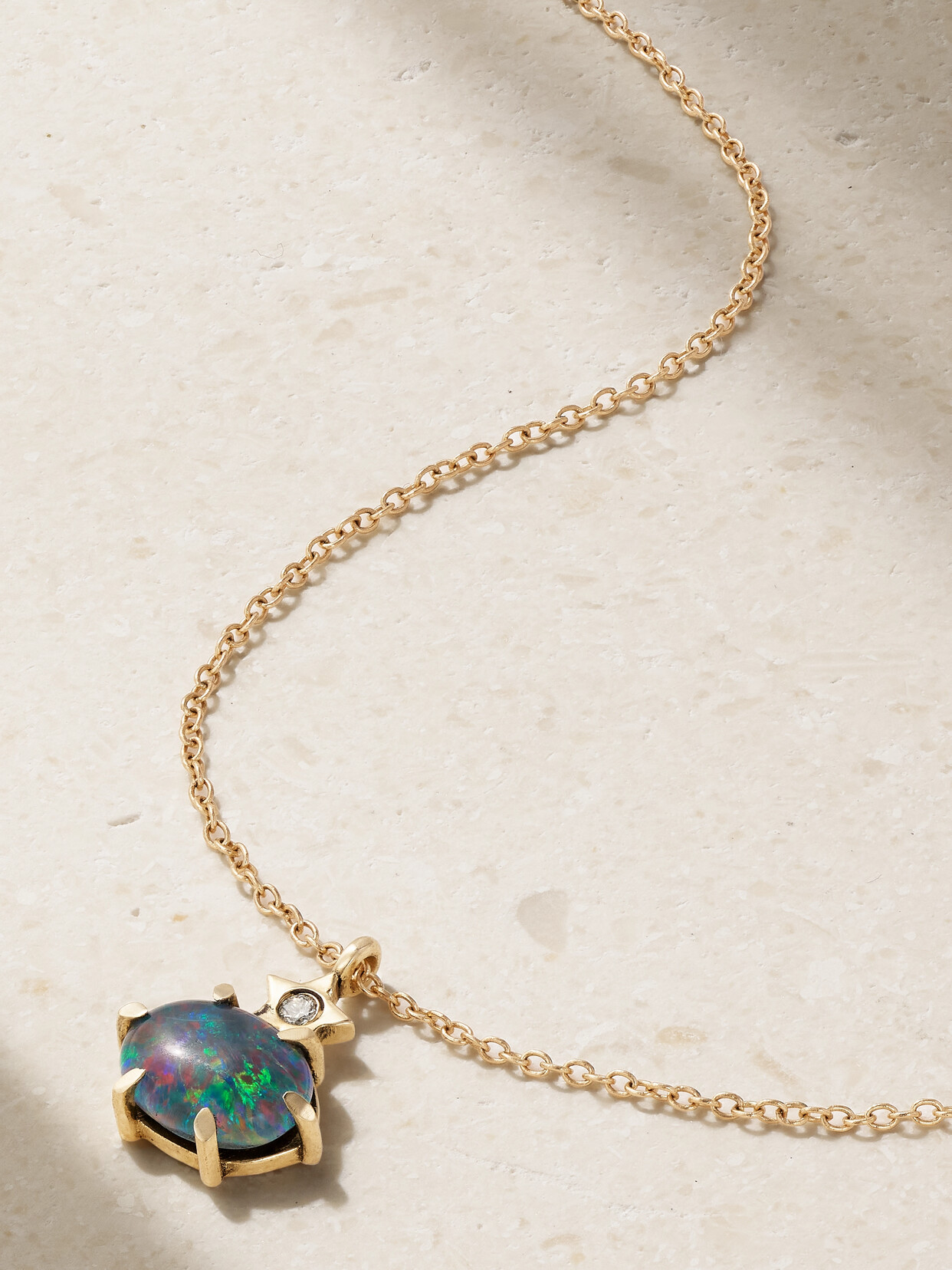 Andrea Fohrman - Mini Cosmo 14-karat Gold, Opal And Diamond Necklace - Green