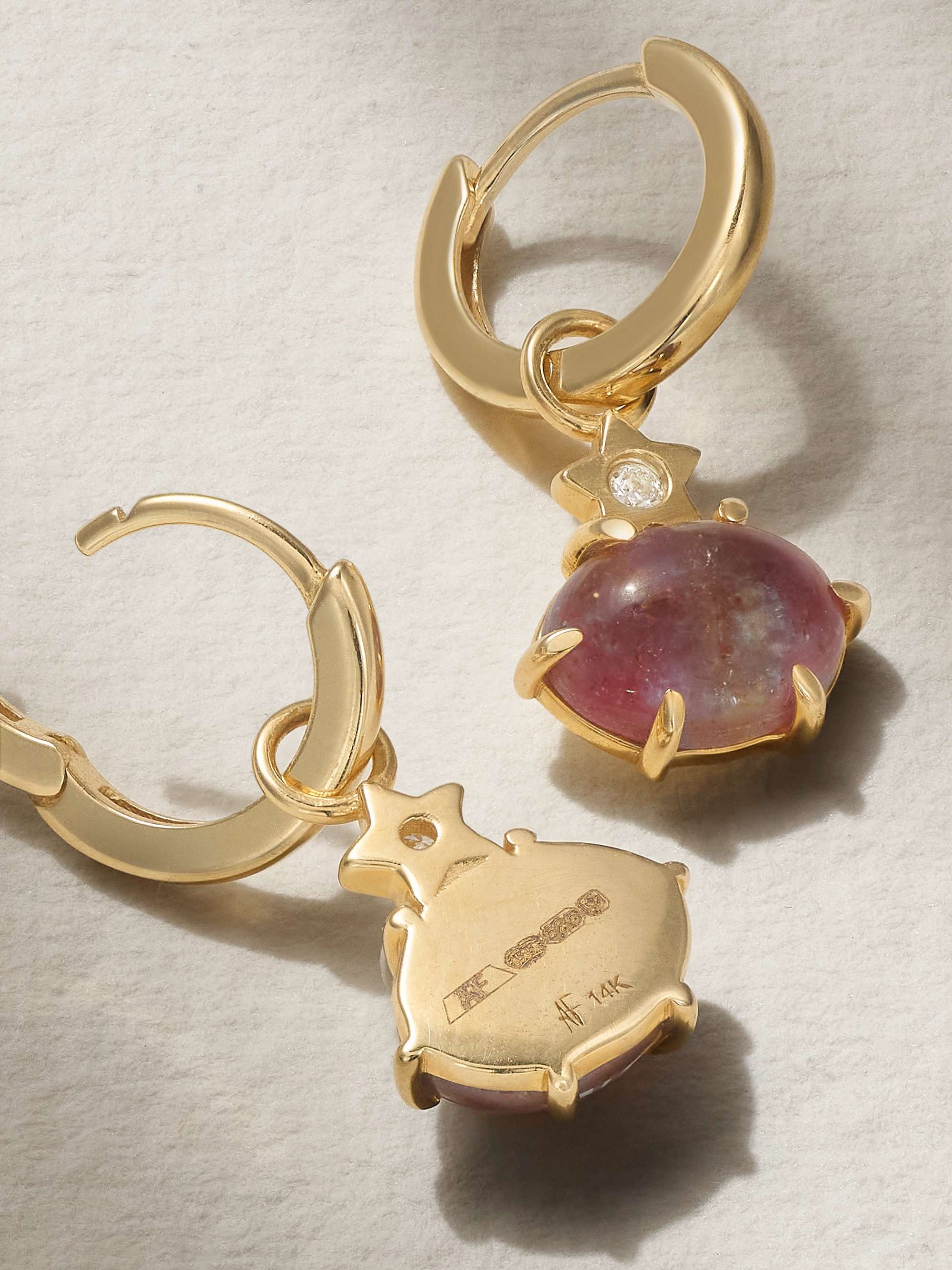 ANDREA FOHRMAN 14K ゴールド、カイヤナイト&ダイヤモンド フープピアス