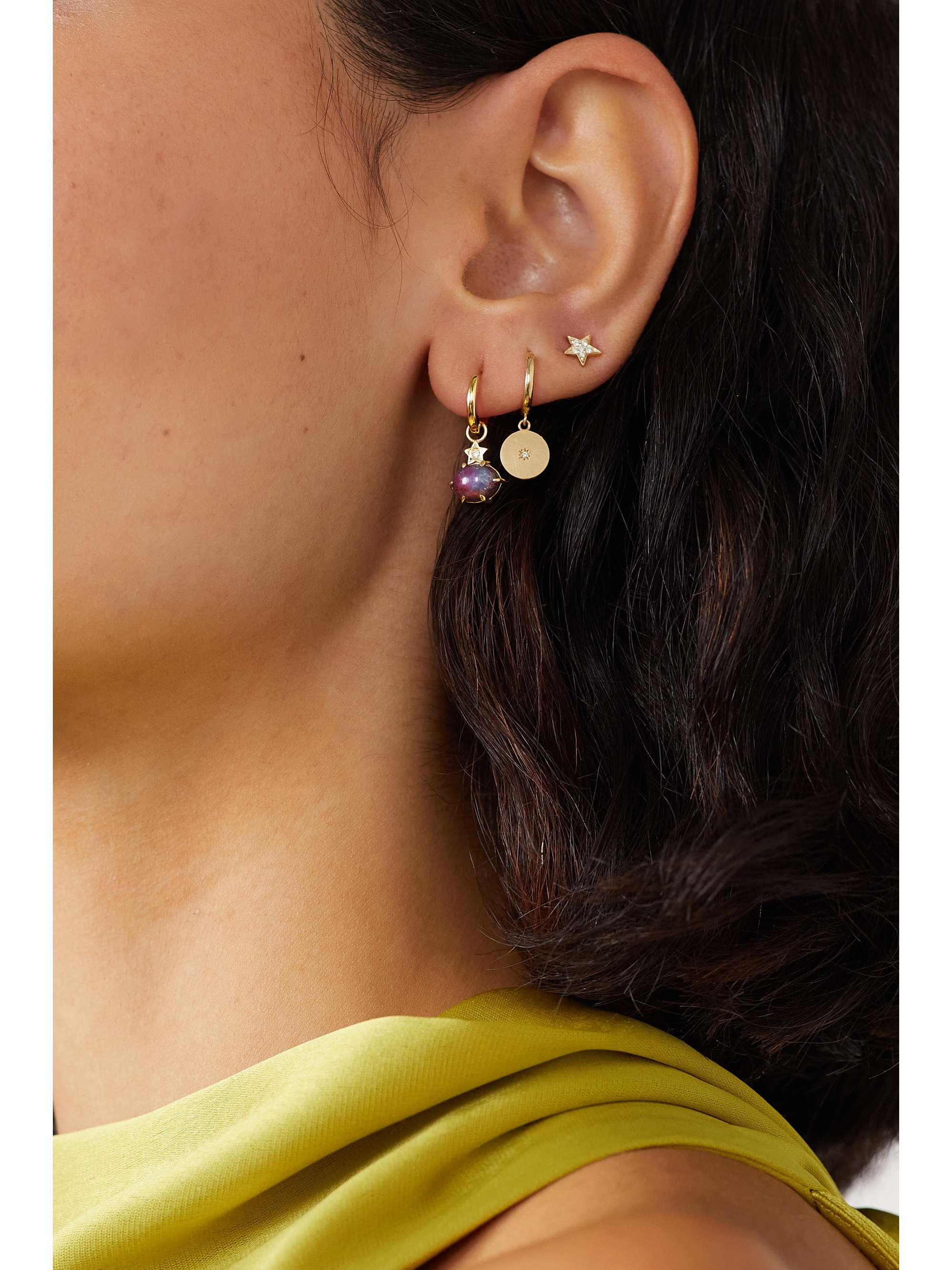 ANDREA FOHRMAN 14K ゴールド、カイヤナイト&ダイヤモンド フープピアス
