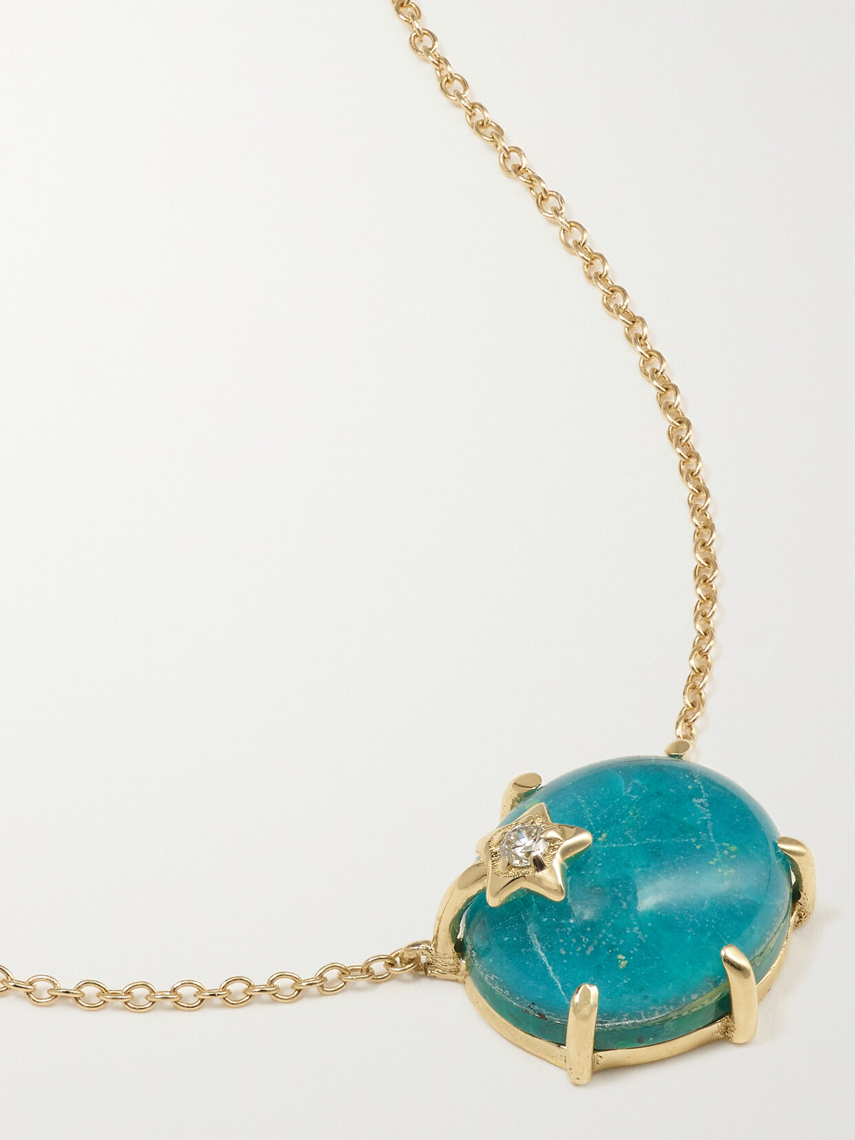 Andrea Fohrman - Mini Galaxy 18-karat Gold, Chrysocolla And Diamond Necklace - Blue