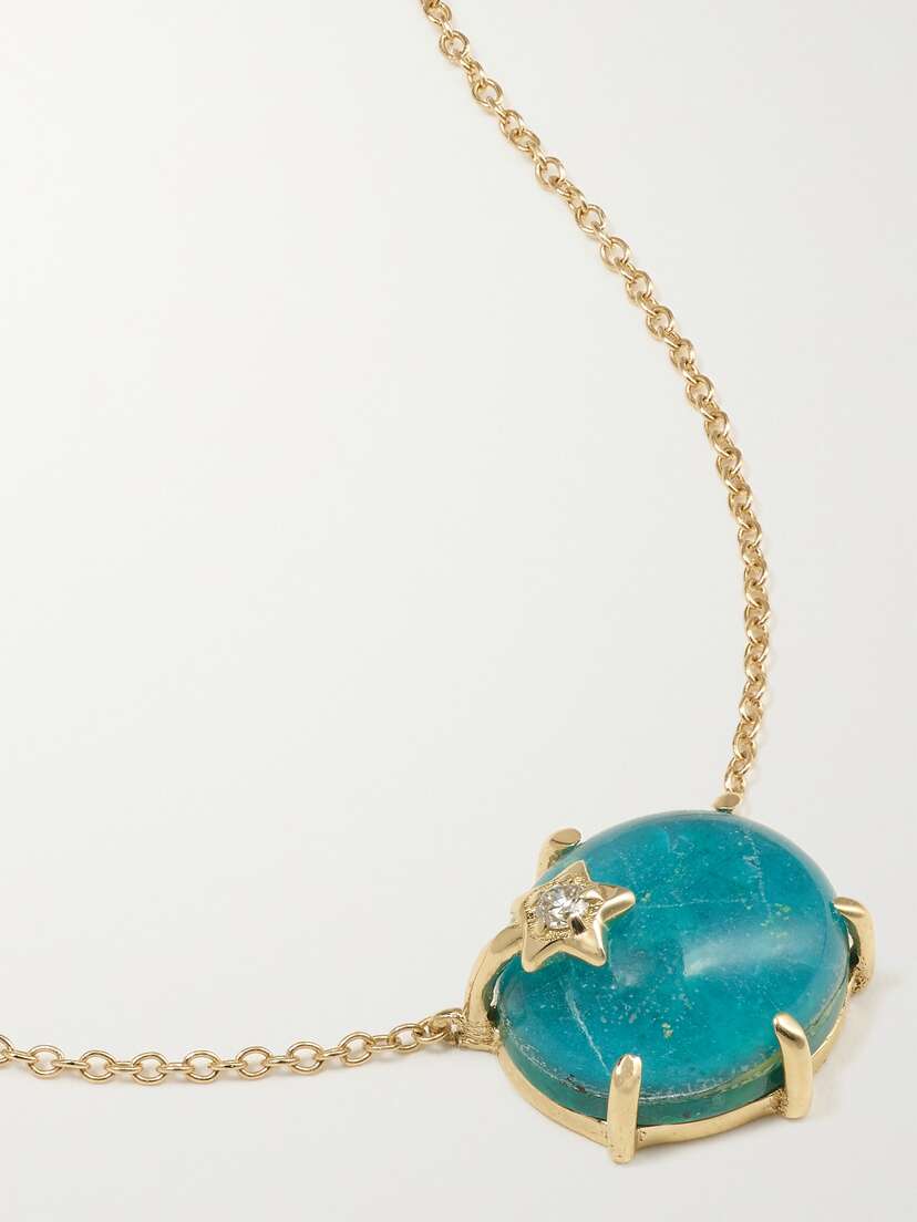 Andrea Fohrman Mini Galaxy 18-karat Gold, Chrysocolla And Diamond Necklace