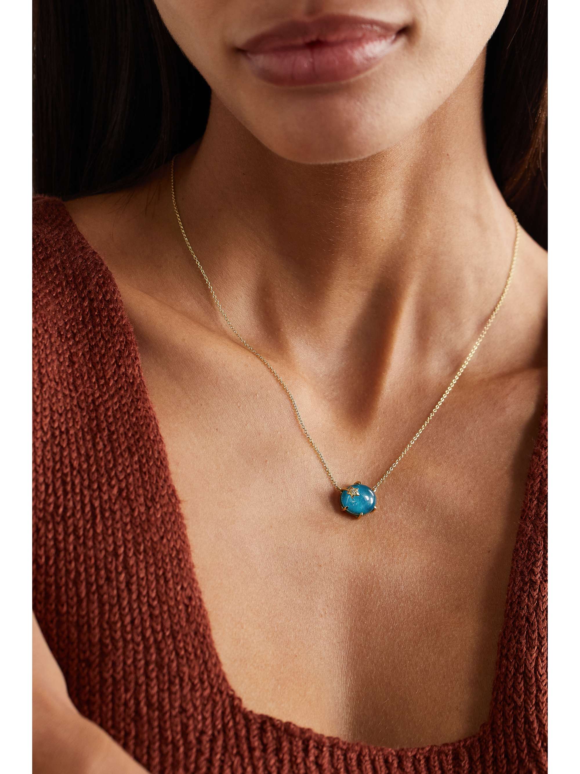 ANDREA FOHRMAN Mini Galaxy 18-karat gold, chrysocolla and diamond necklace