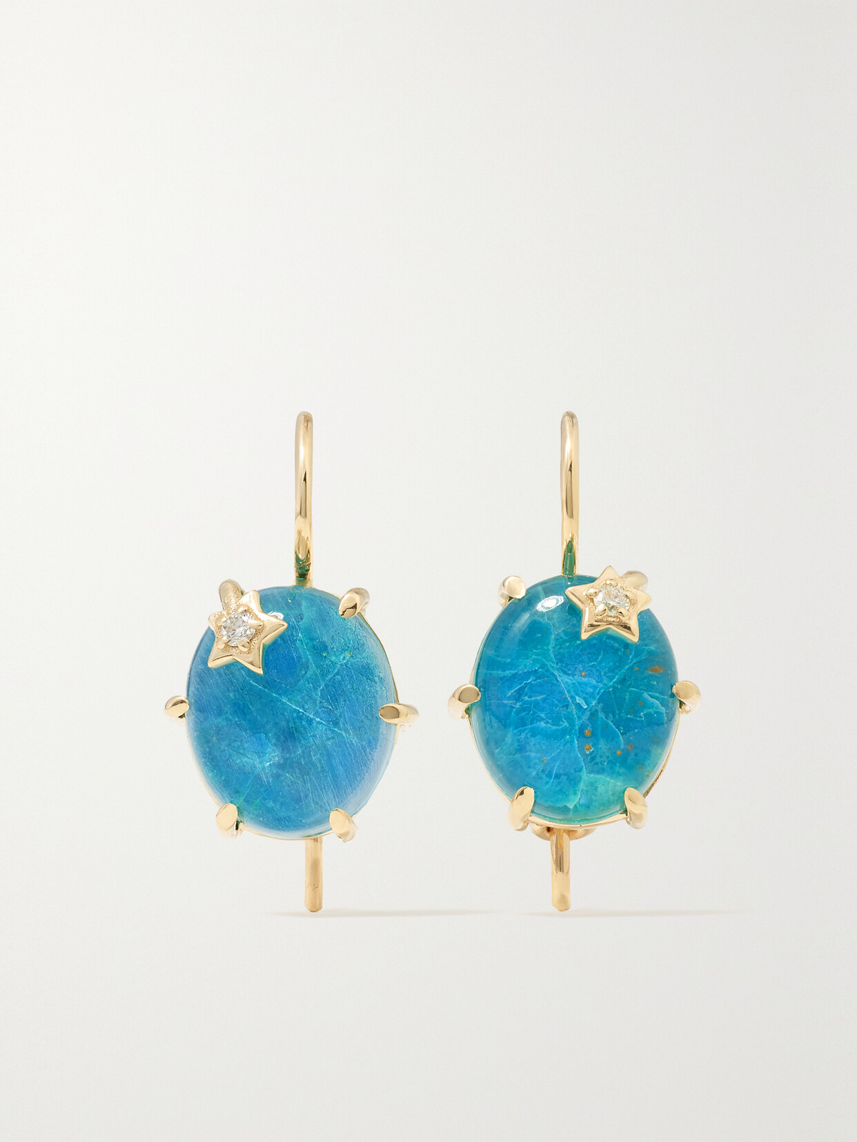 Andrea Fohrman - Mini Galaxy 14-karat Gold, Chrysocolla And Diamond Earrings - Blue