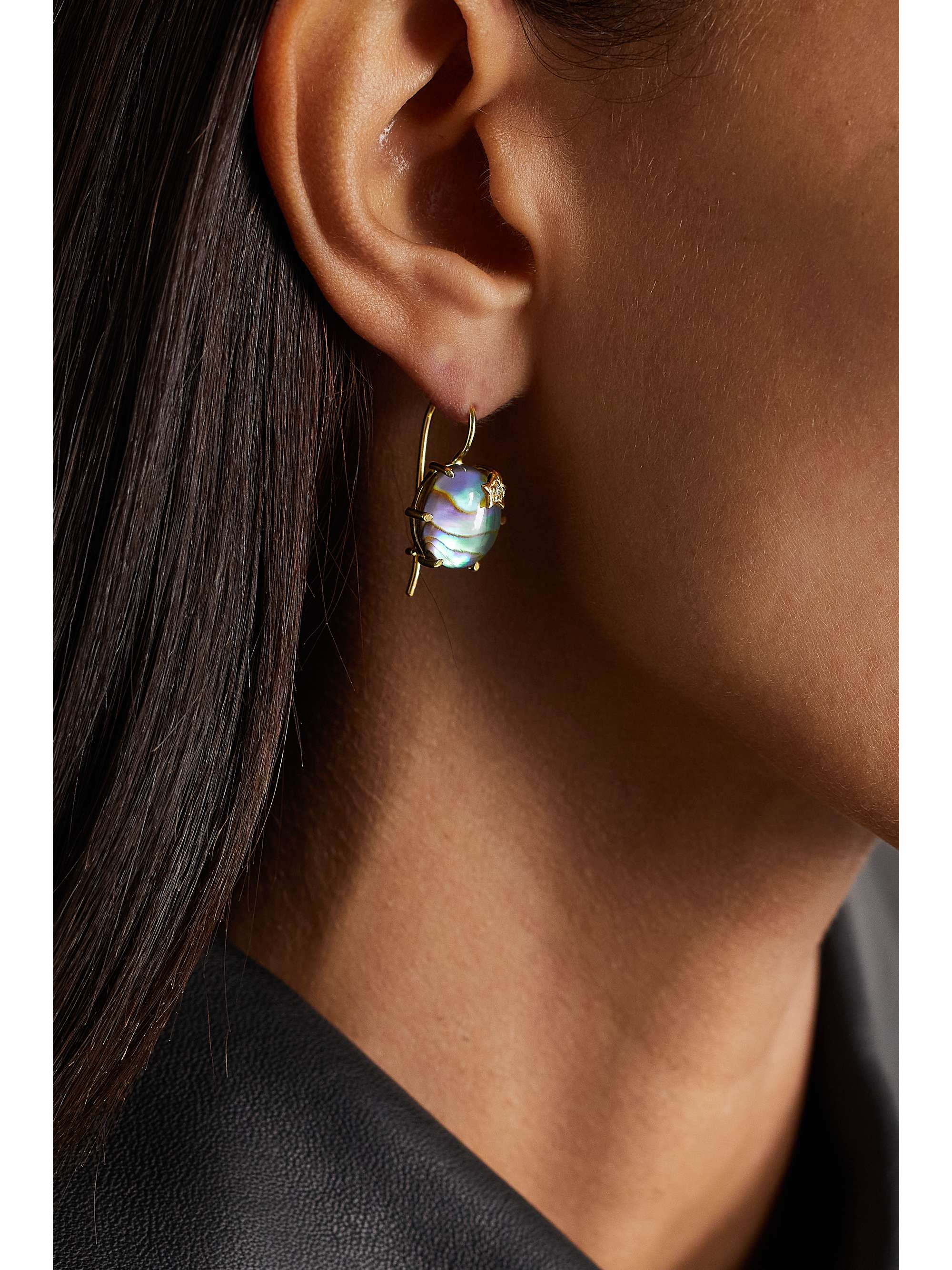 ANDREA FOHRMAN Mini Galaxy 14-karat gold, abalone and diamond earrings