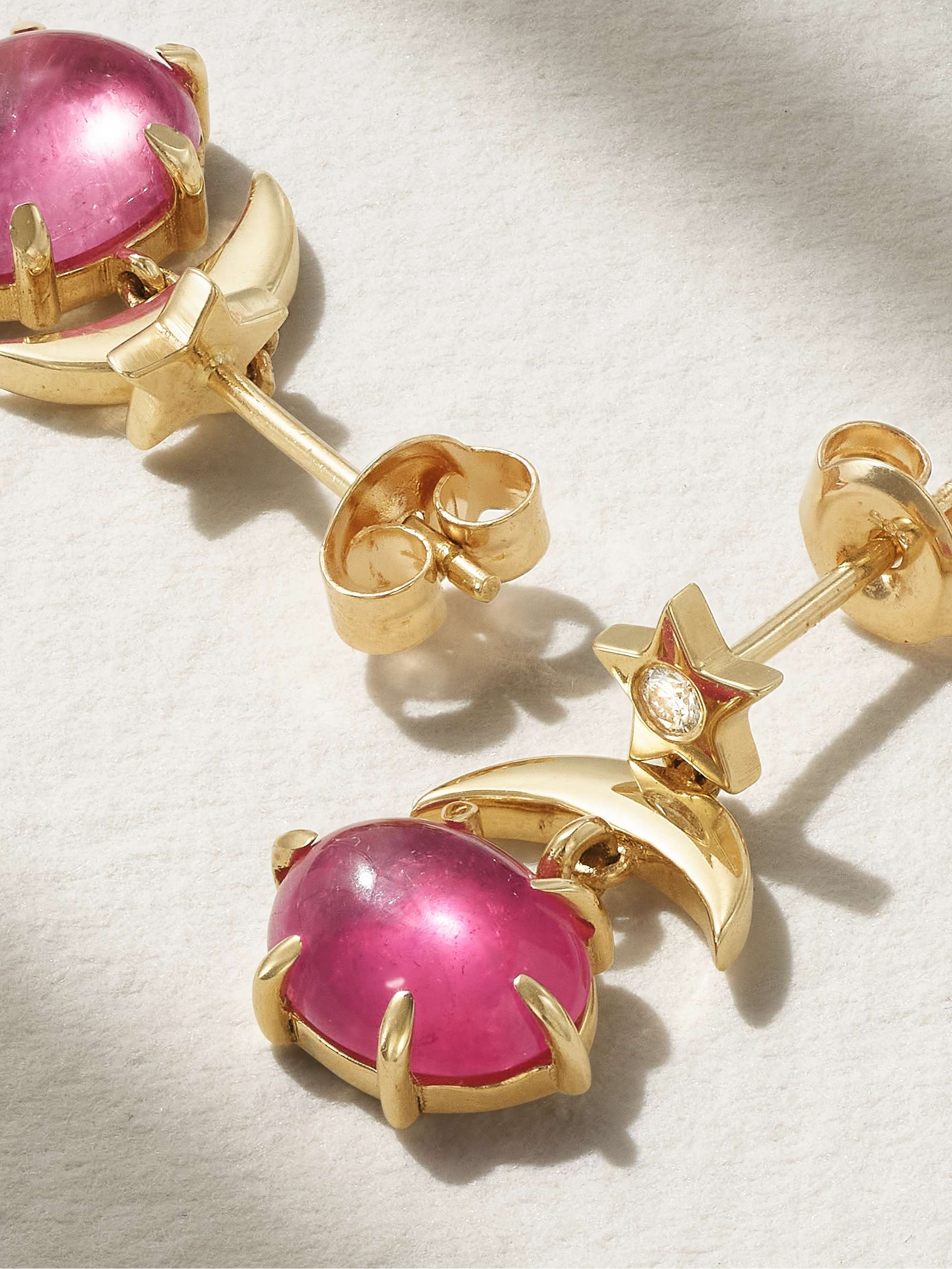 ANDREA FOHRMAN Mini Cosmo 14-karat gold, chrysocolla and diamond earrings
